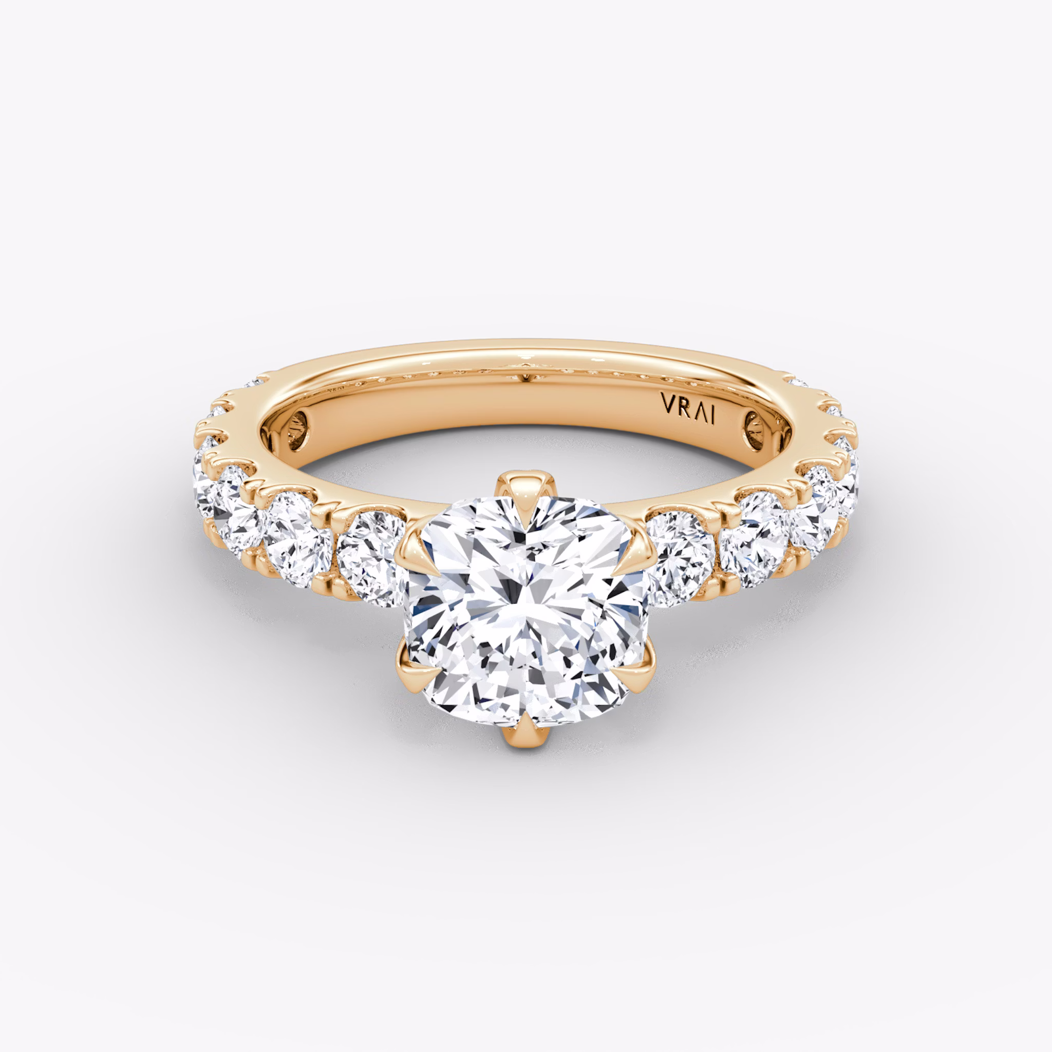 The Amour Eternity | Cushion | 14k | Rose Gold | bandAccent: Plain | diamondOrientation: vertical | caratWeight: other
