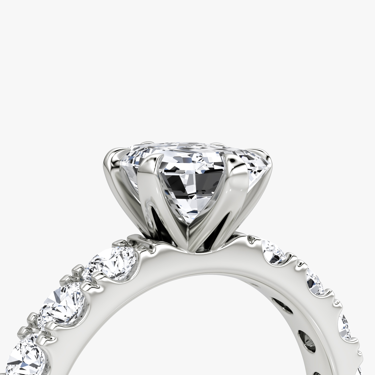 The Amour Eternity | Emerald | 18k | White Gold | bandAccent: Plain | diamondOrientation: vertical | caratWeight: other