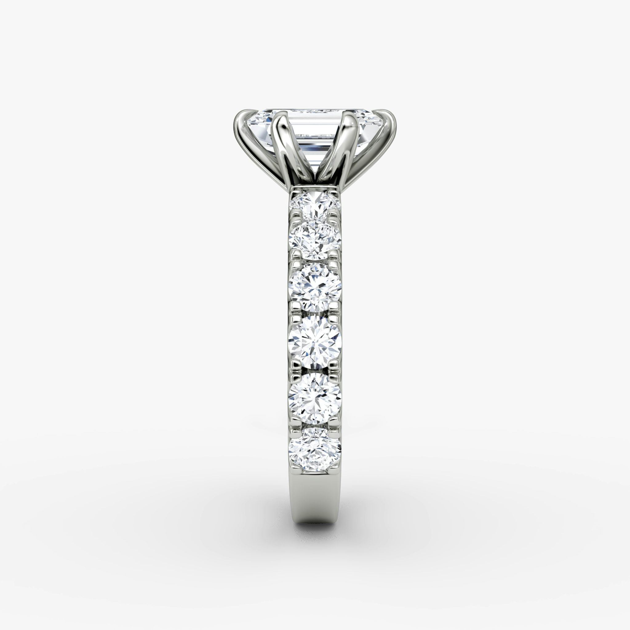 The Amour Eternity | Emerald | 18k | White Gold | bandAccent: Plain | diamondOrientation: vertical | caratWeight: other
