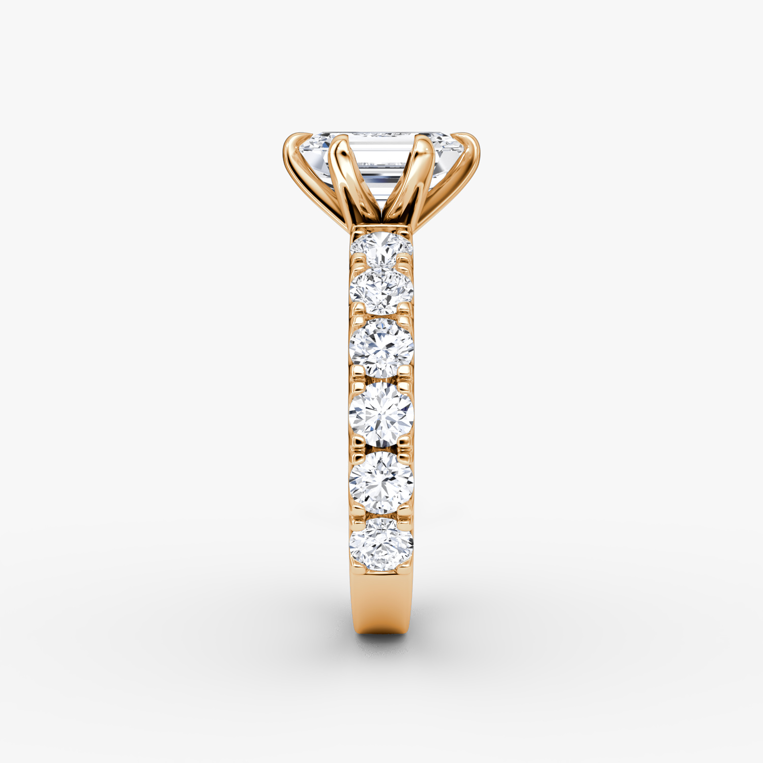 The Amour Eternity | Emerald | 14k | Rose Gold | bandAccent: Plain | diamondOrientation: vertical | caratWeight: other