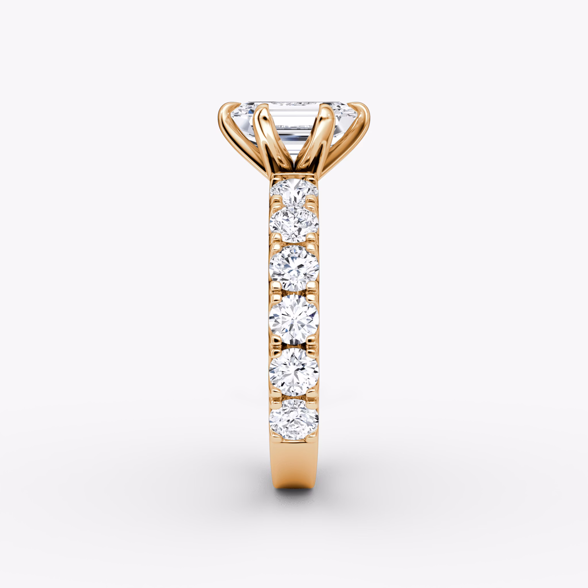 The Amour Eternity | Emerald | 14k | Rose Gold | bandAccent: Plain | diamondOrientation: vertical | caratWeight: other
