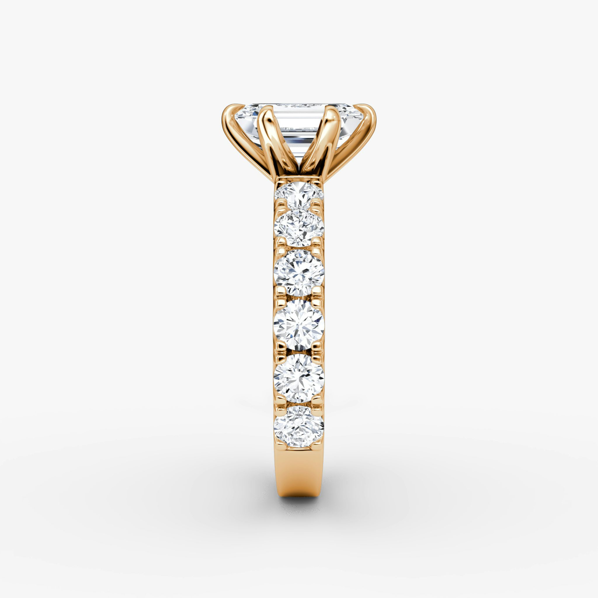 The Amour Eternity | Emerald | 14k | Rose Gold | bandAccent: Plain | diamondOrientation: vertical | caratWeight: other