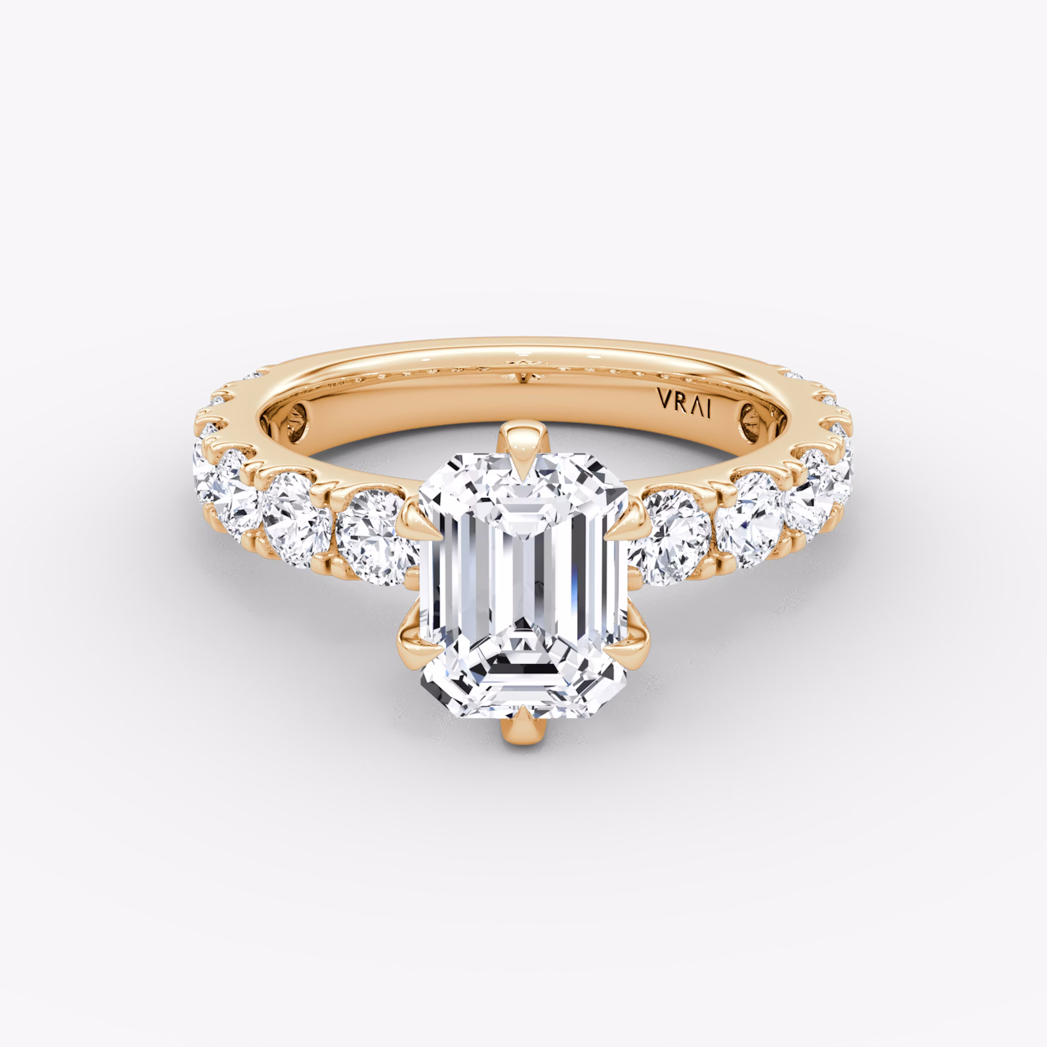 The Amour Eternity | Emerald | 14k | Rose Gold | bandAccent: Plain | diamondOrientation: vertical | caratWeight: other