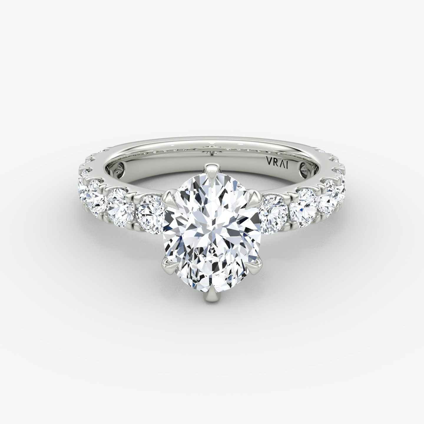 The Amour Eternity | Oval | 18k | White Gold | bandAccent: Plain | diamondOrientation: vertical | caratWeight: other