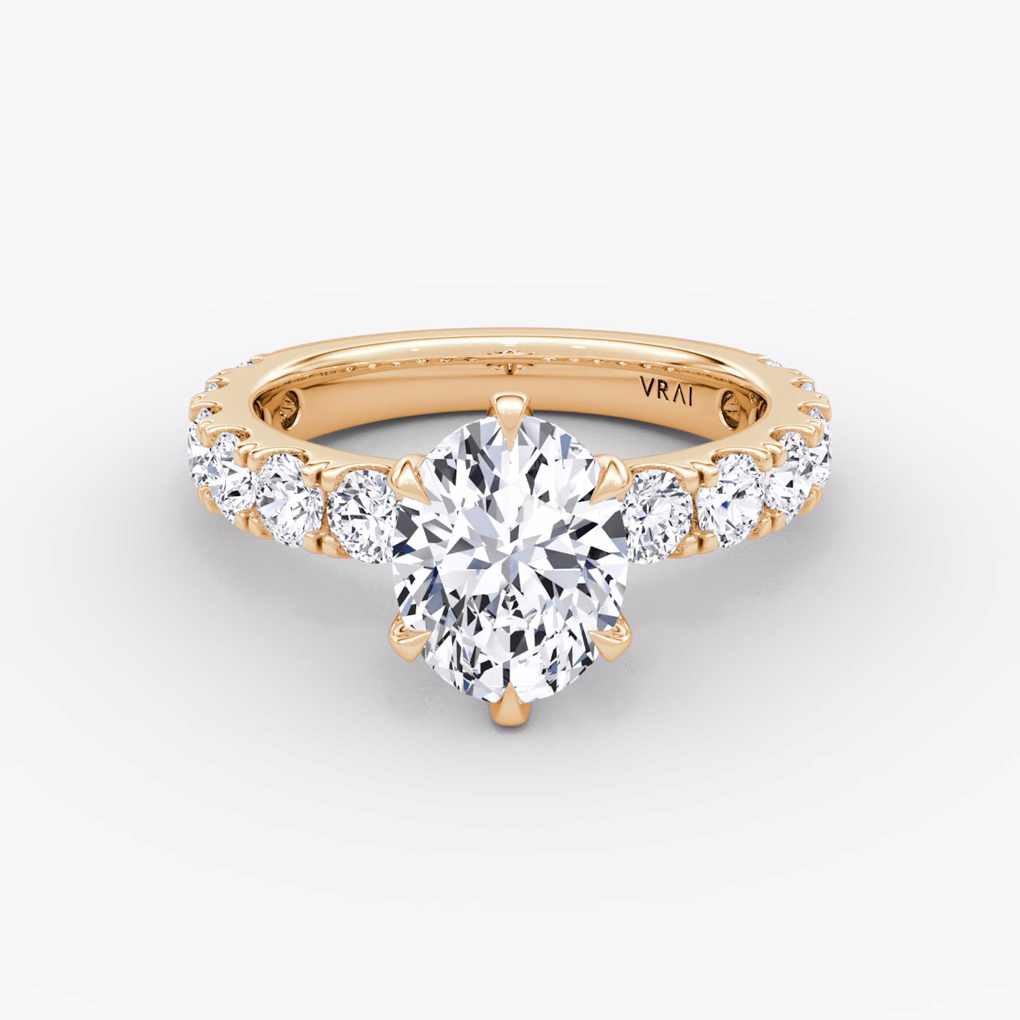 The Amour Eternity | Oval | 14k | Rose Gold | bandAccent: Plain | diamondOrientation: vertical | caratWeight: other