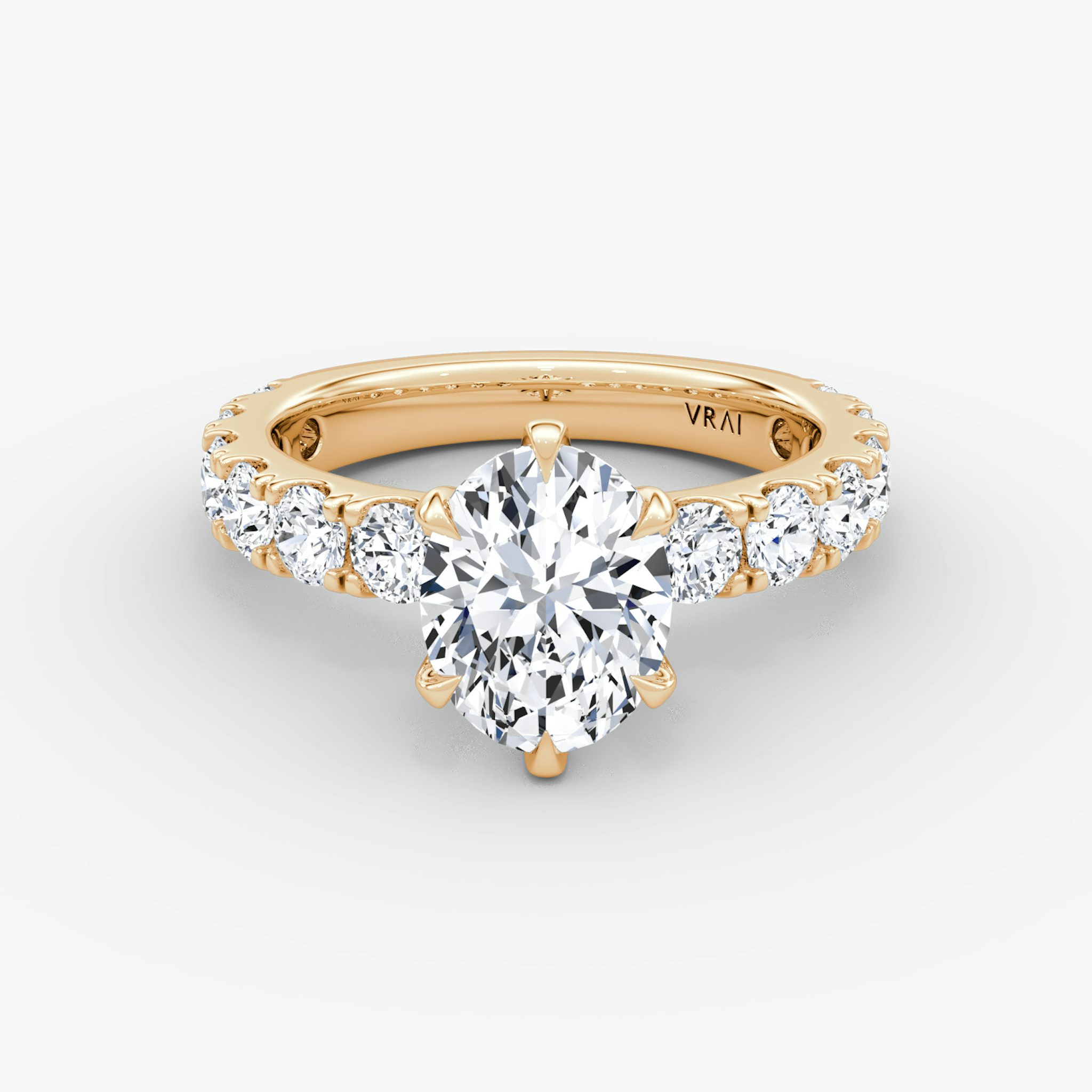 The Amour Eternity | Oval | 14k | Rose Gold | bandAccent: Plain | diamondOrientation: vertical | caratWeight: other