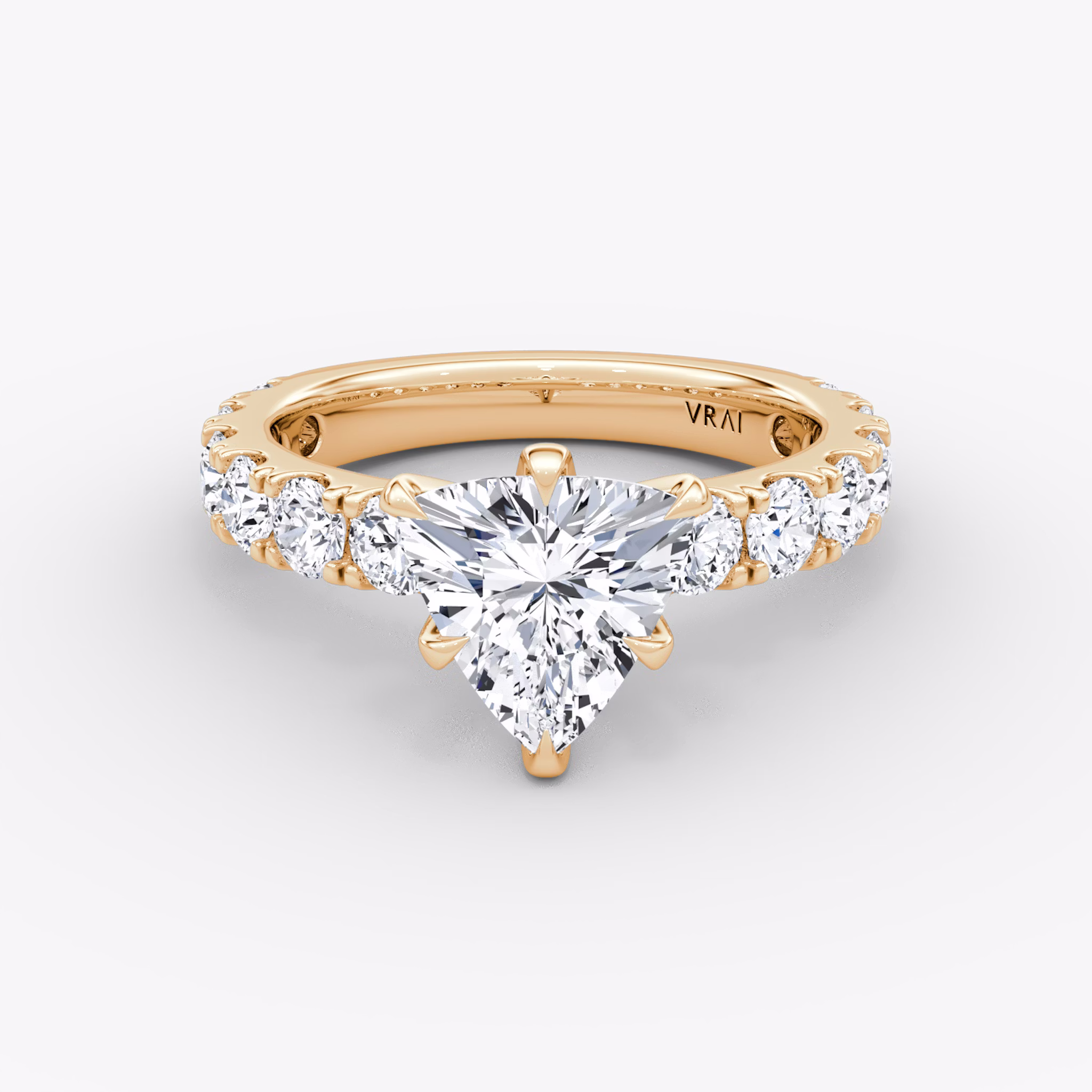 The Amour Eternity | Trillion | 14k | Rose Gold | bandAccent: Plain | diamondOrientation: vertical | caratWeight: other
