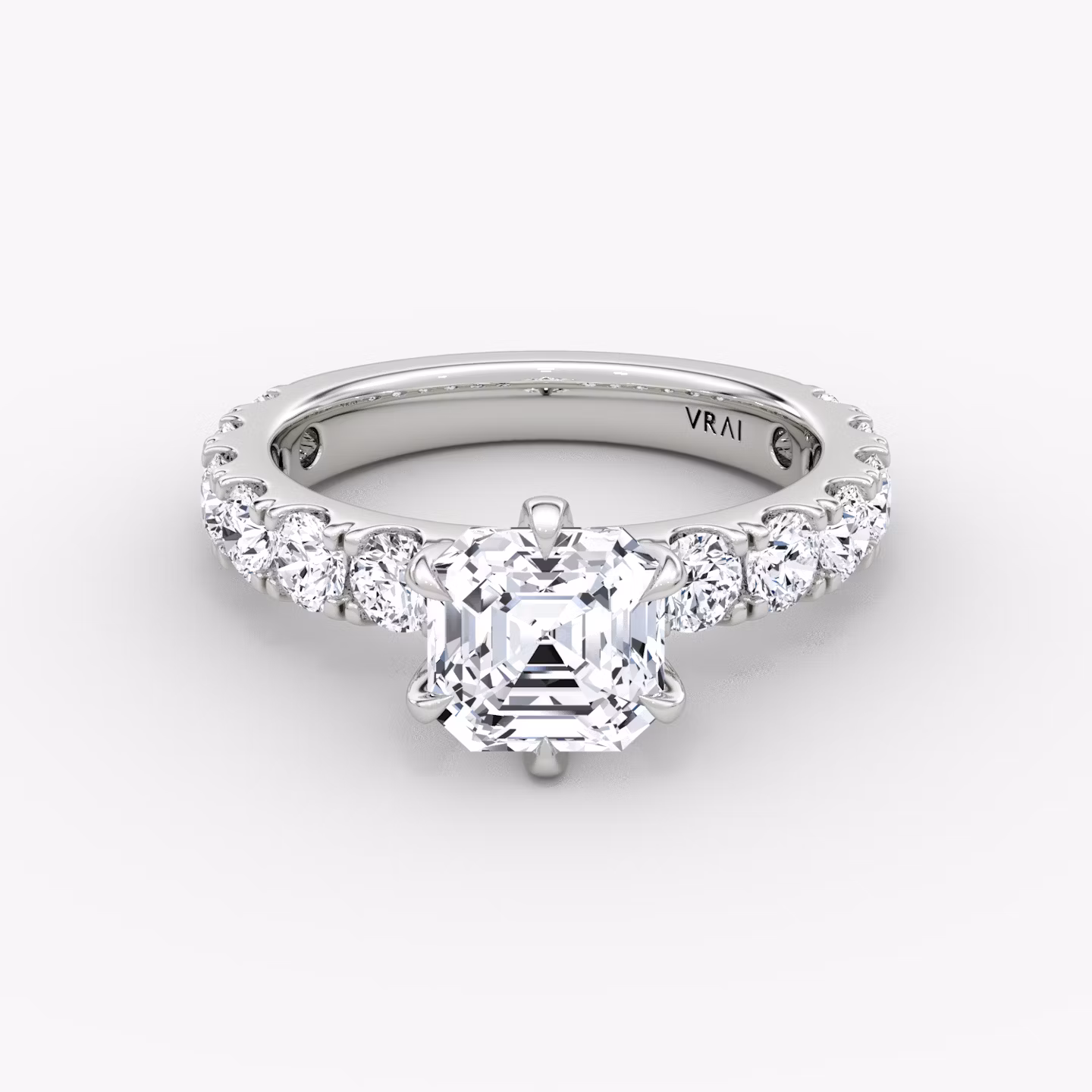 The Amour Eternity | Asscher | 18k | White Gold | bandAccent: Plain | diamondOrientation: vertical | caratWeight: other