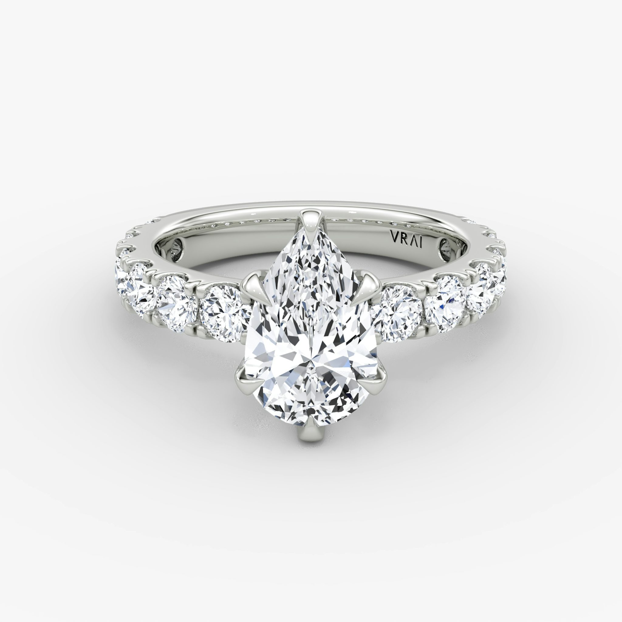 The Amour Eternity | Pear | Platinum | bandAccent: Plain | diamondOrientation: vertical | caratWeight: other