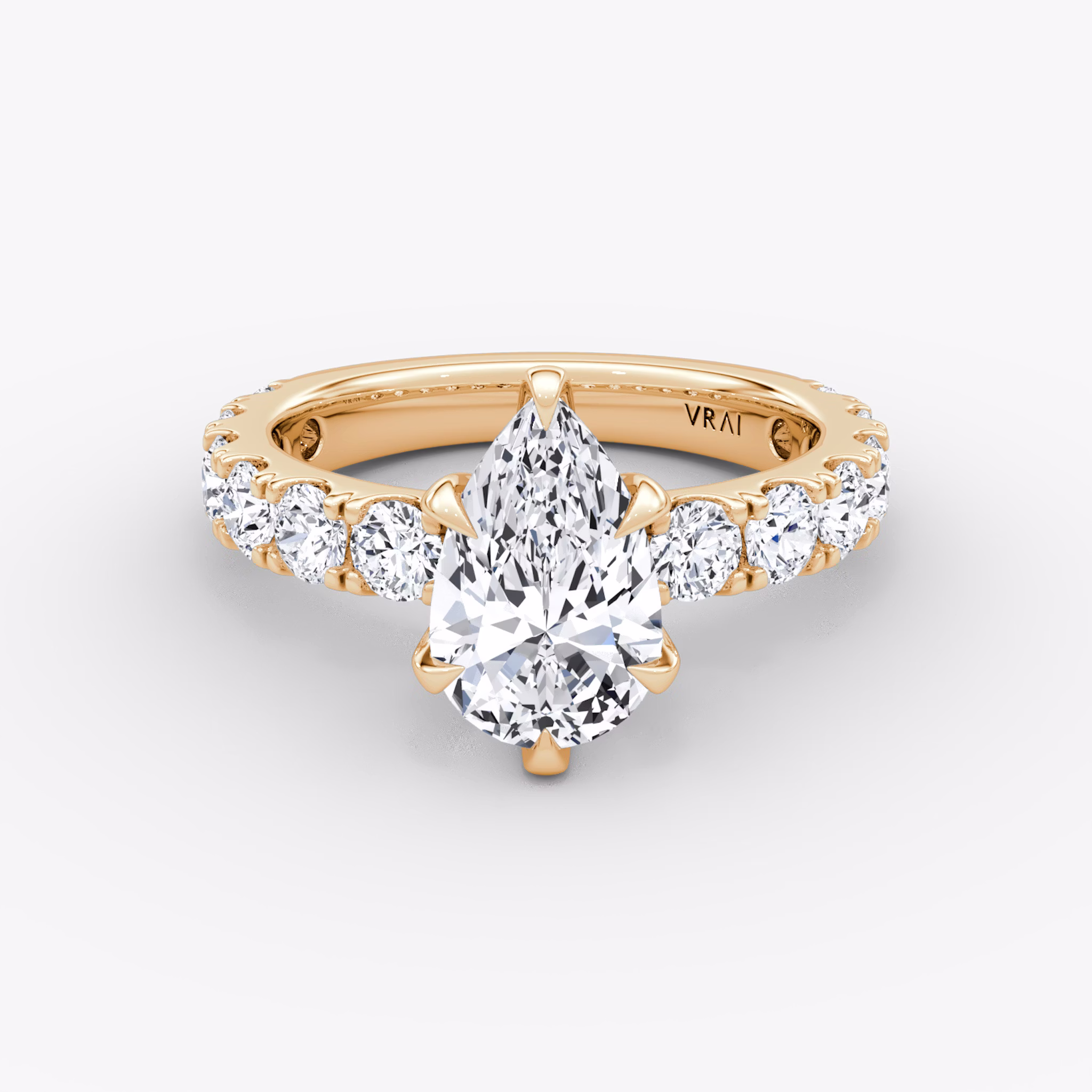 The Amour Eternity | Pear | 14k | Rose Gold | bandAccent: Plain | diamondOrientation: vertical | caratWeight: other