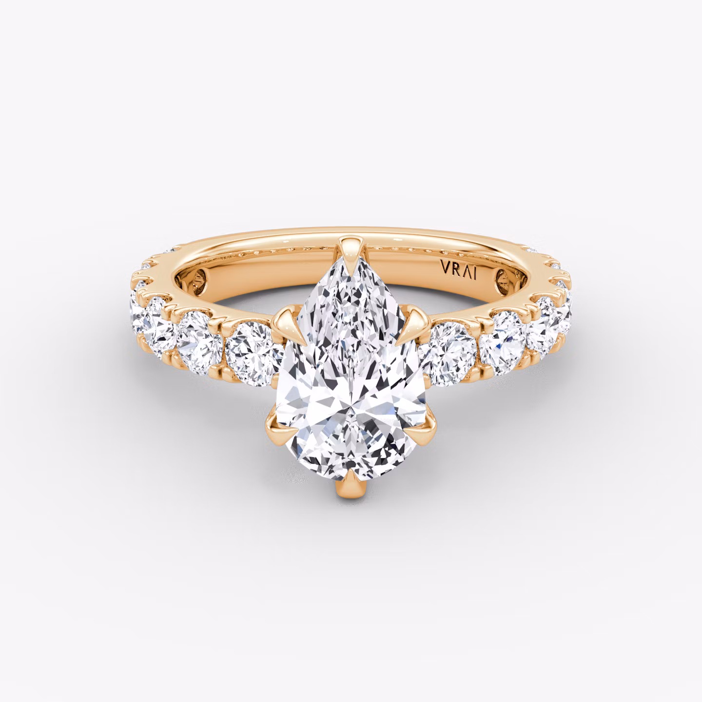 The Amour Eternity | Pear | 14k | Rose Gold | bandAccent: Plain | diamondOrientation: vertical | caratWeight: other