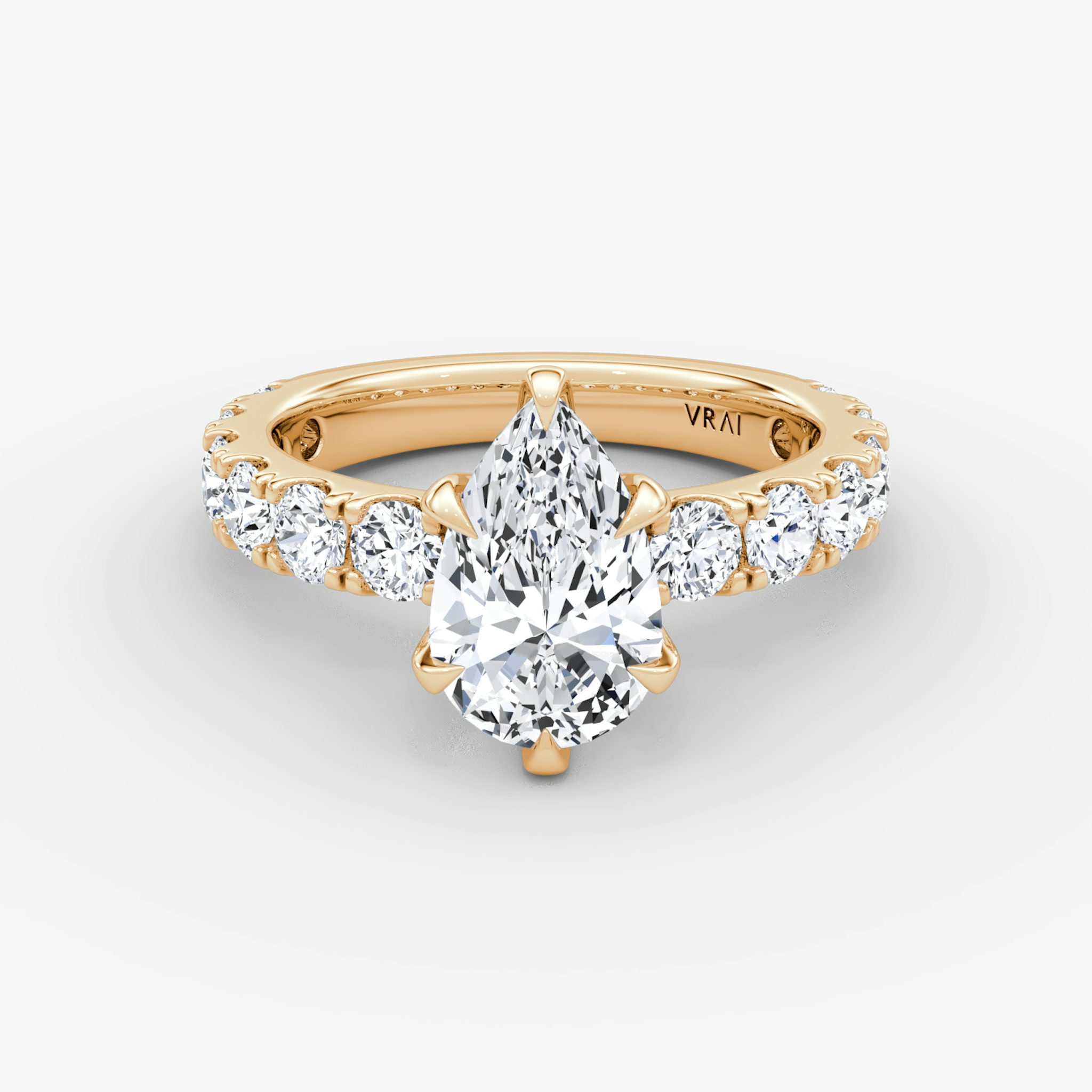 The Amour Eternity | Pear | 14k | Rose Gold | bandAccent: Plain | diamondOrientation: vertical | caratWeight: other