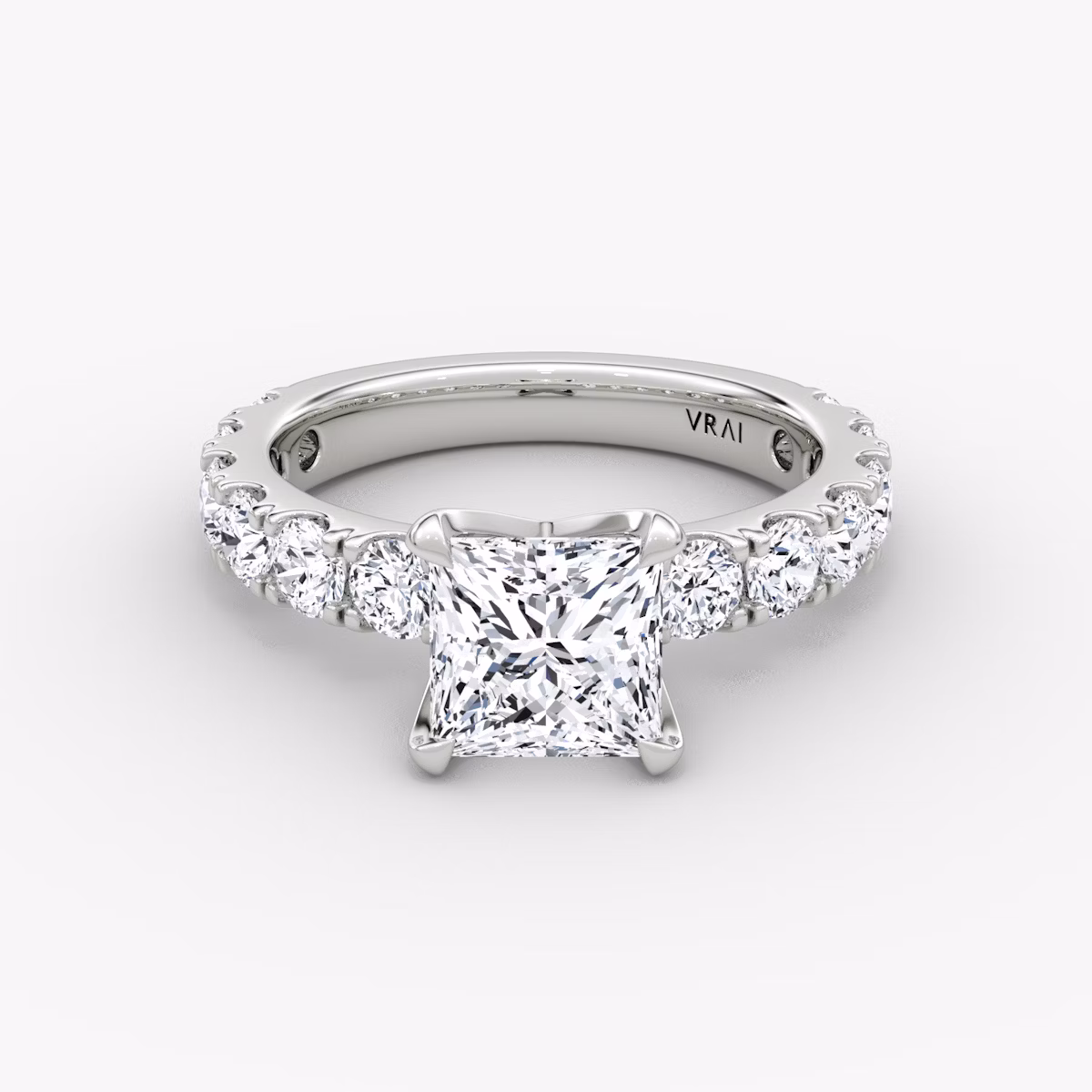 The Amour Eternity | Princess | Platinum | bandAccent: Plain | diamondOrientation: vertical | caratWeight: other