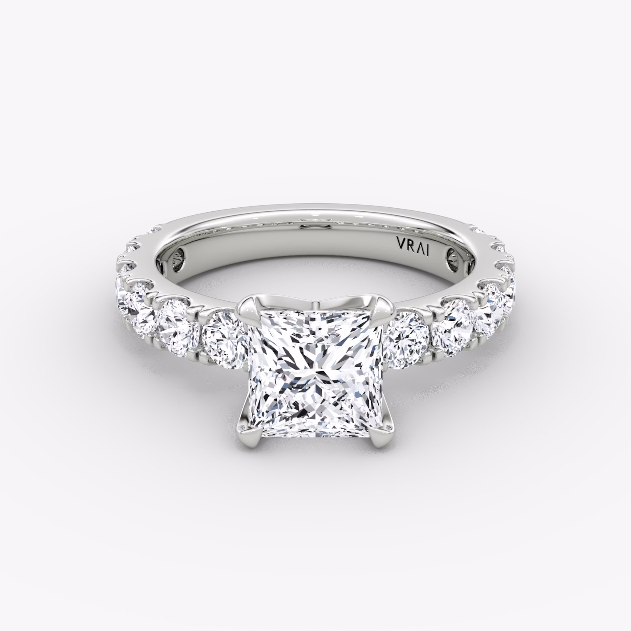 The Amour Eternity | Princess | Platinum | bandAccent: Plain | diamondOrientation: vertical | caratWeight: other