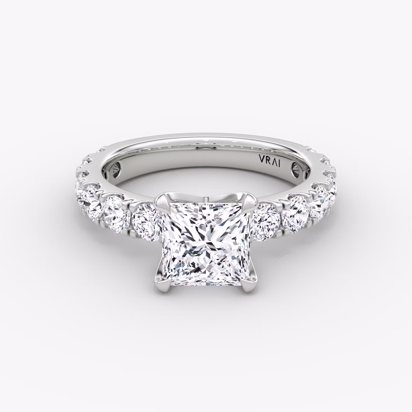 The Amour Eternity | Princess | Platinum | bandAccent: Plain | diamondOrientation: vertical | caratWeight: other