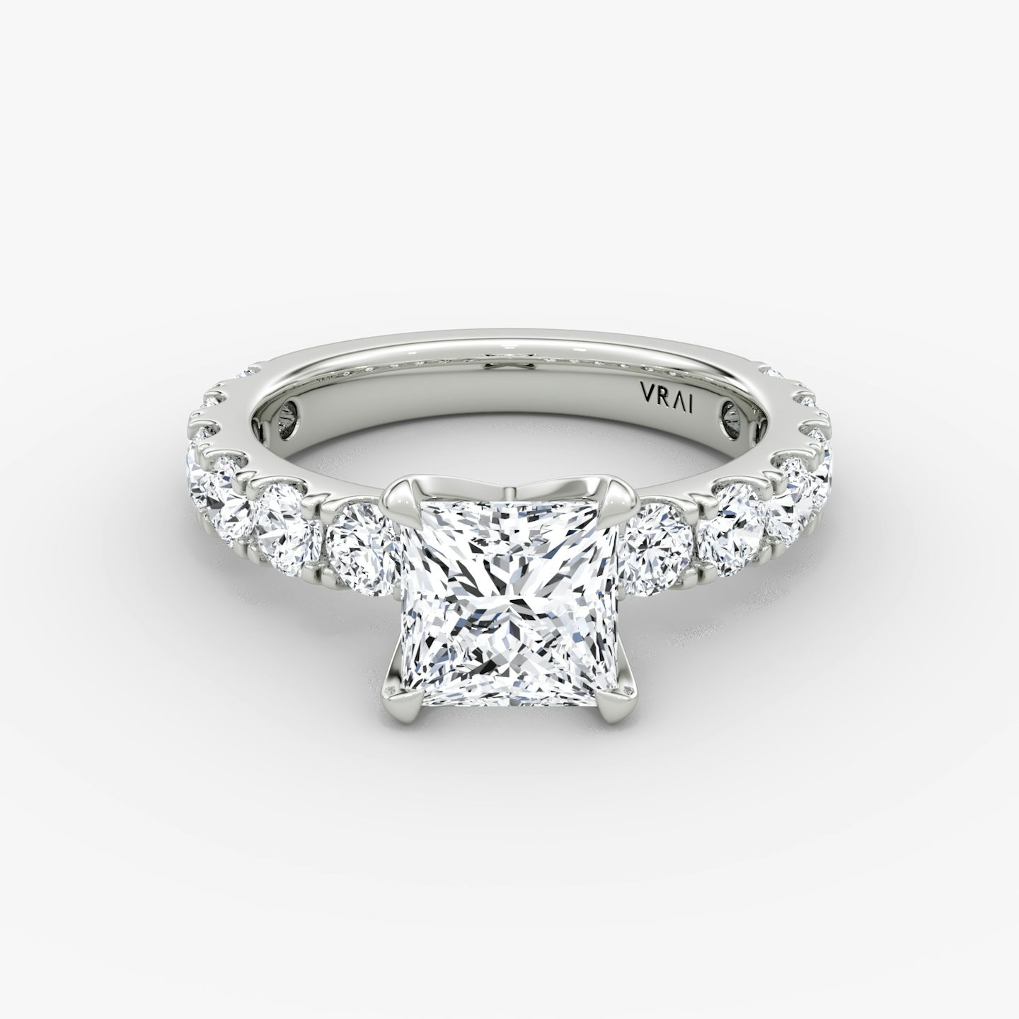 The Amour Eternity | Princess | 18k | White Gold | bandAccent: Plain | diamondOrientation: vertical | caratWeight: other