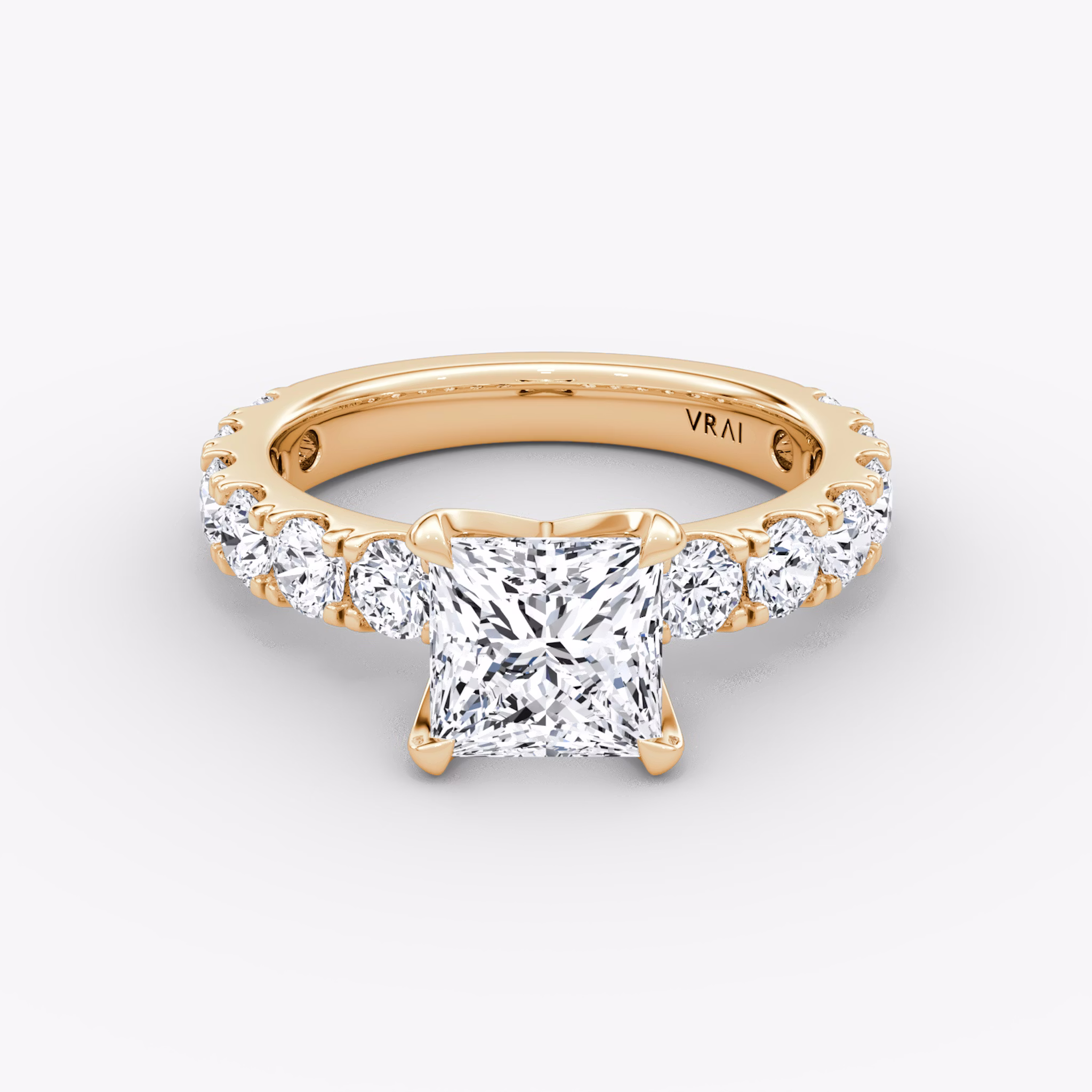 The Amour Eternity | Princess | 14k | Rose Gold | bandAccent: Plain | diamondOrientation: vertical | caratWeight: other