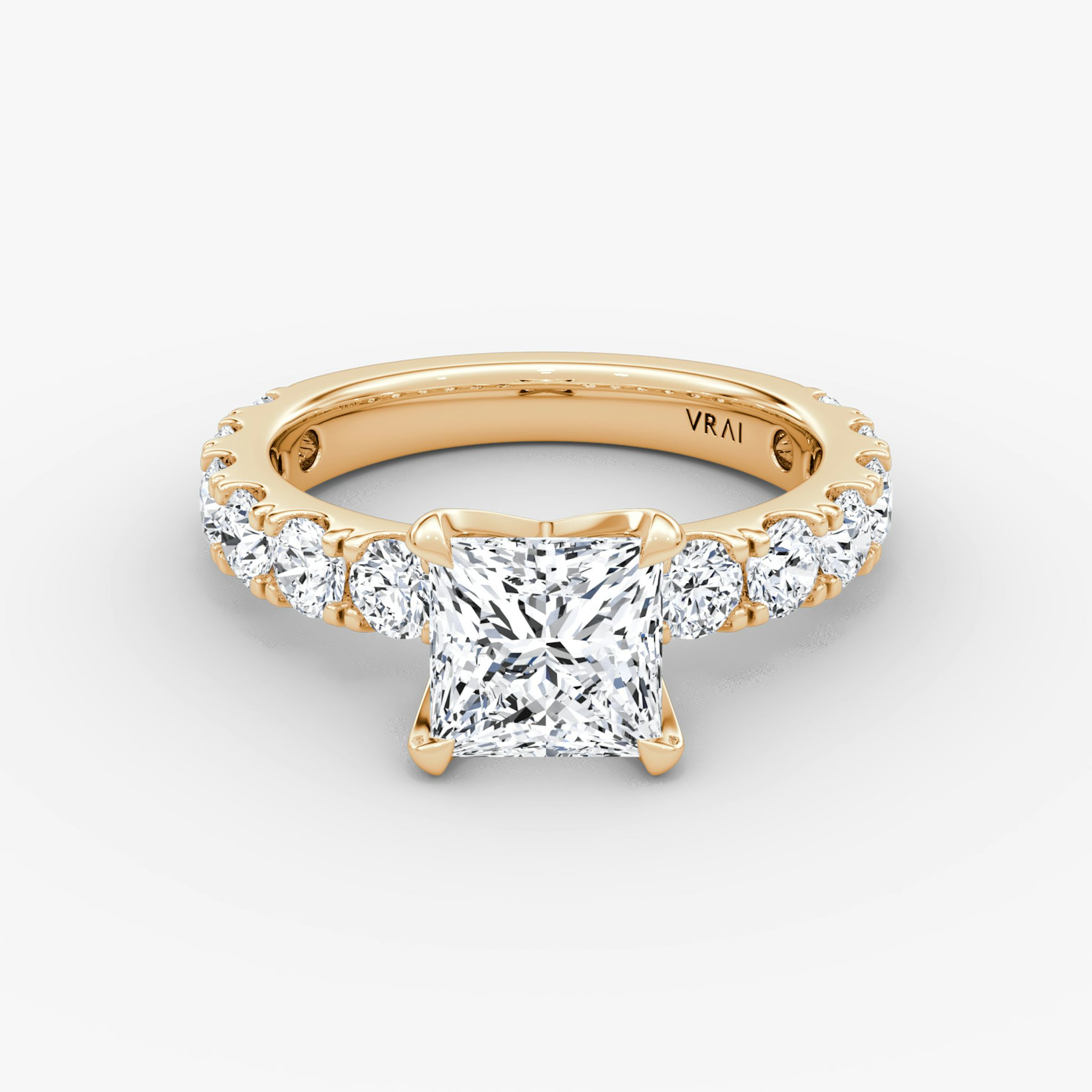 The Amour Eternity | Princess | 14k | Rose Gold | bandAccent: Plain | diamondOrientation: vertical | caratWeight: other
