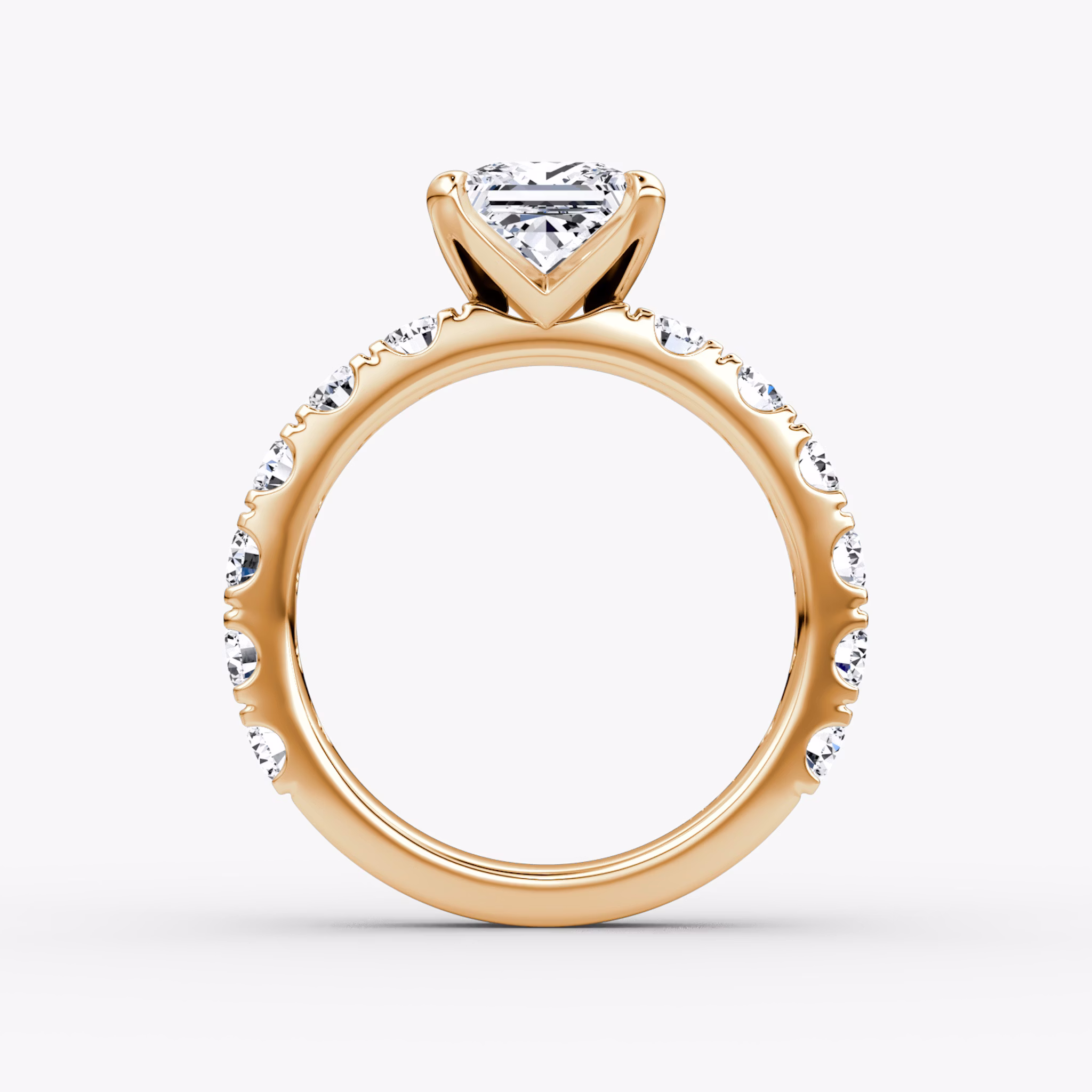 The Amour Eternity | Princess | 14k | Rose Gold | bandAccent: Plain | diamondOrientation: vertical | caratWeight: other