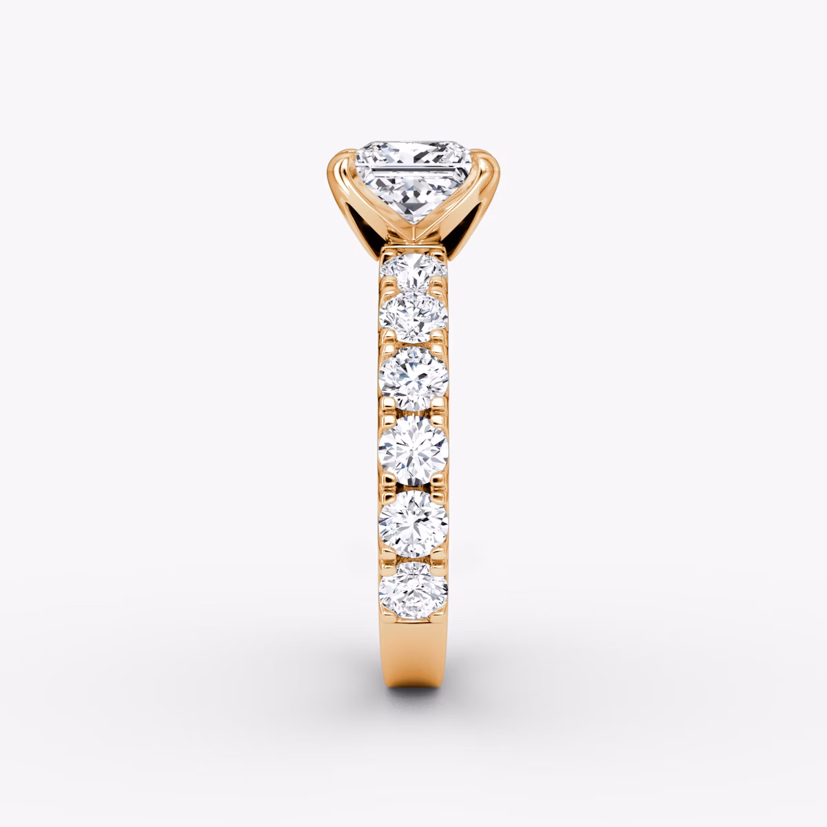 The Amour Eternity | Princess | 14k | Rose Gold | bandAccent: Plain | diamondOrientation: vertical | caratWeight: other