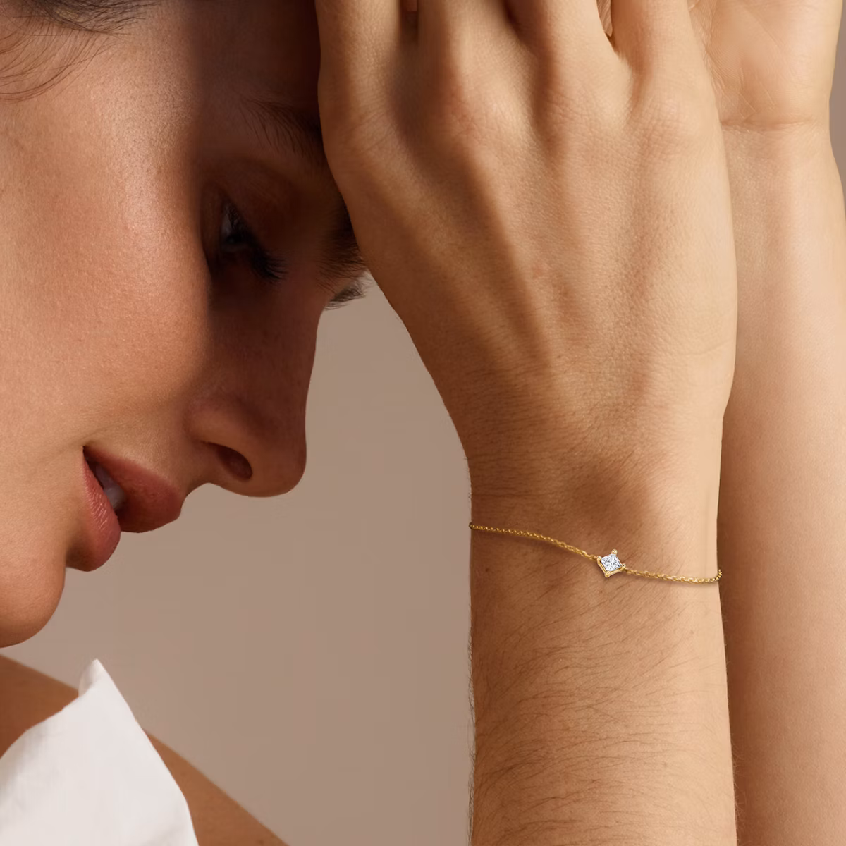 Petite Solitaire Bracelet | Princess | 14k | Yellow Gold