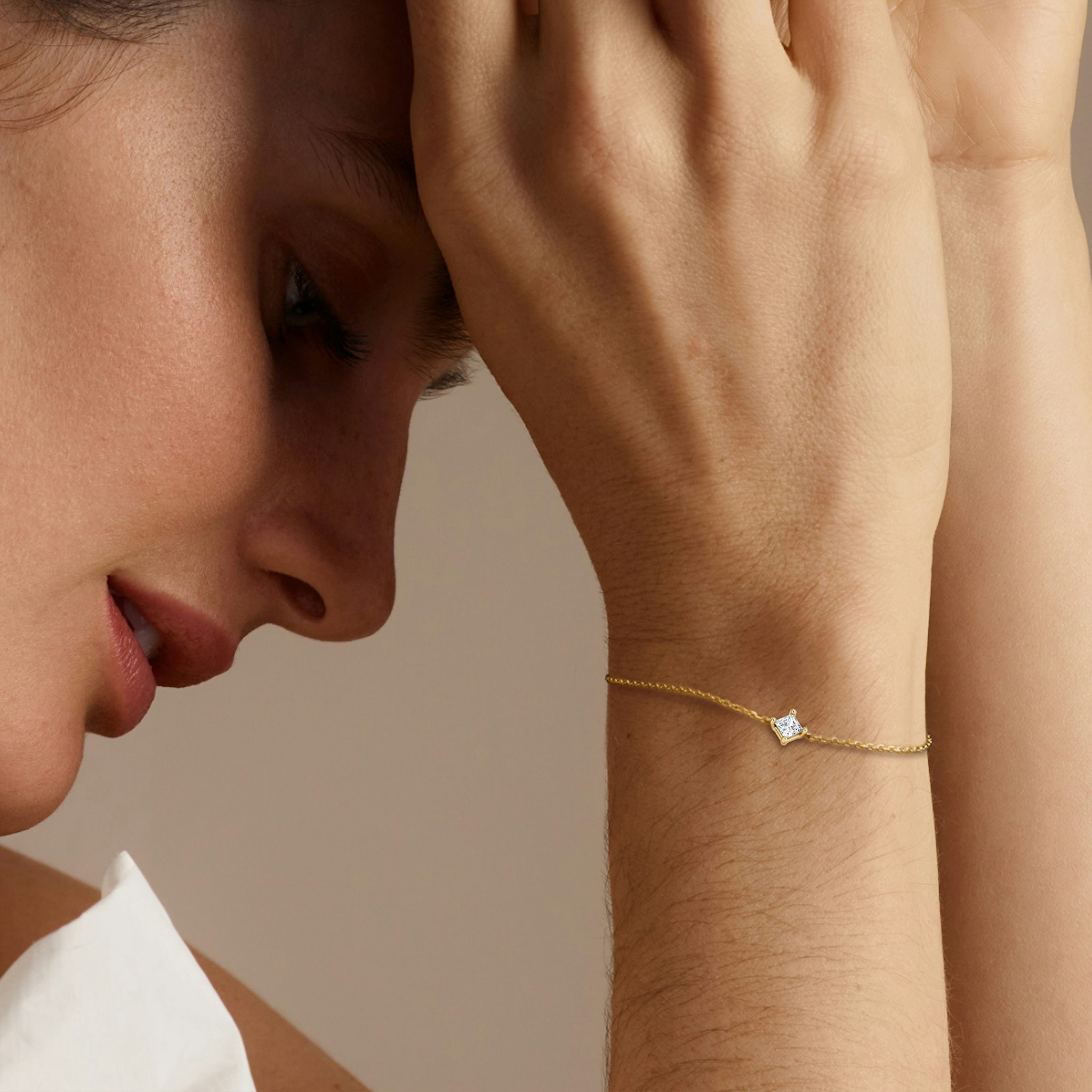 Petite Solitaire Bracelet | Princess | 14k | White Gold