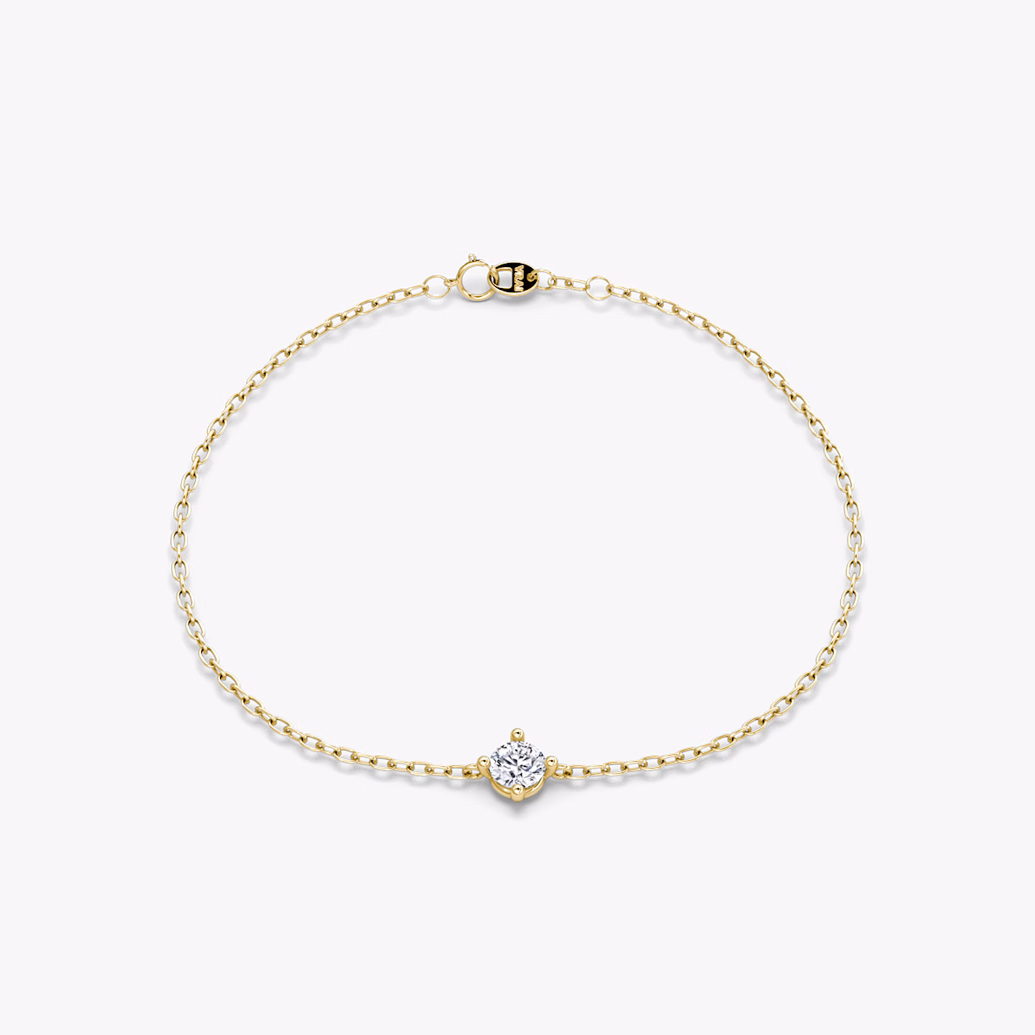 Petite Solitaire Bracelet | Round Brilliant | 14k | Yellow Gold | chainLength: 6.5-7