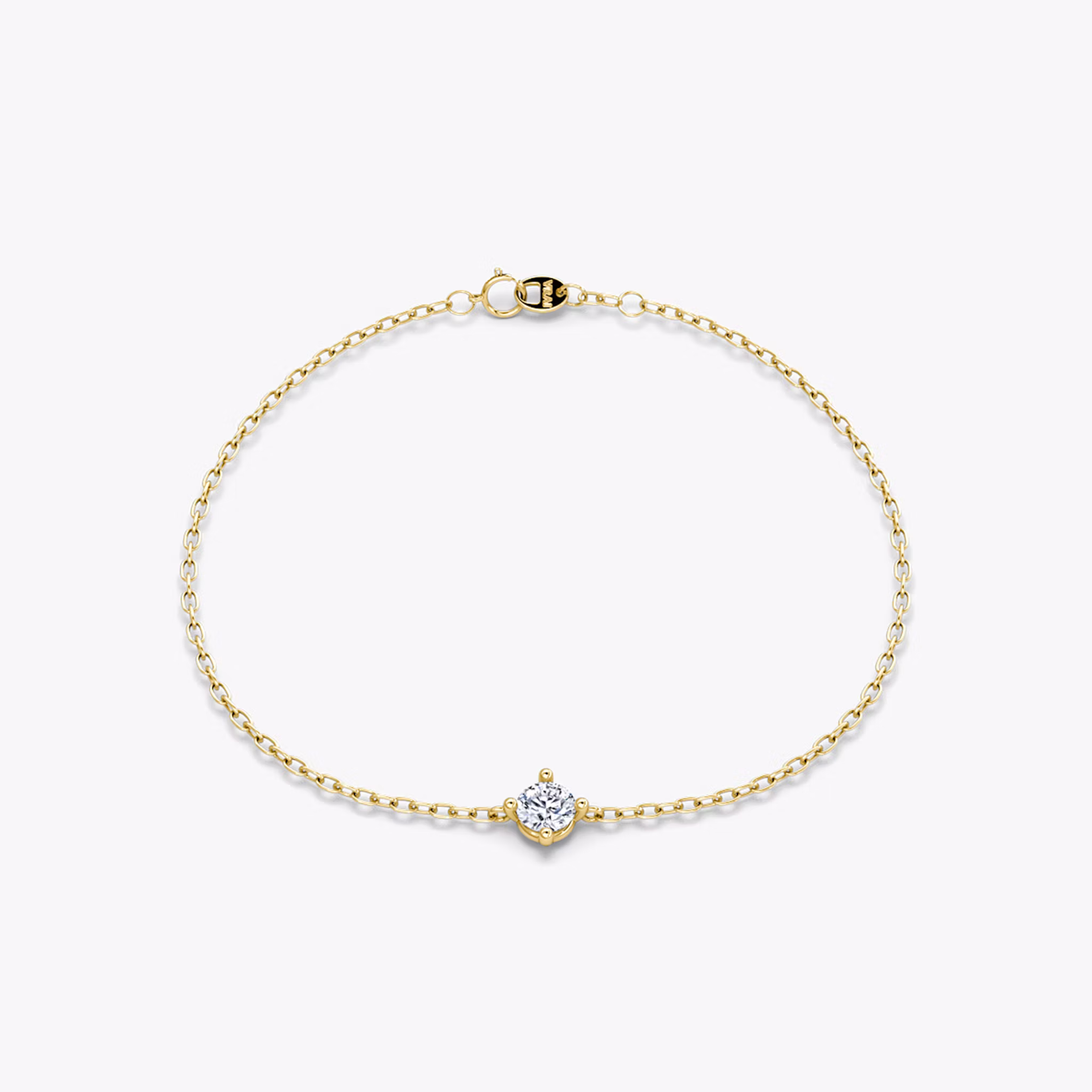 Petite Solitaire Armband Rund | Yellow Gold