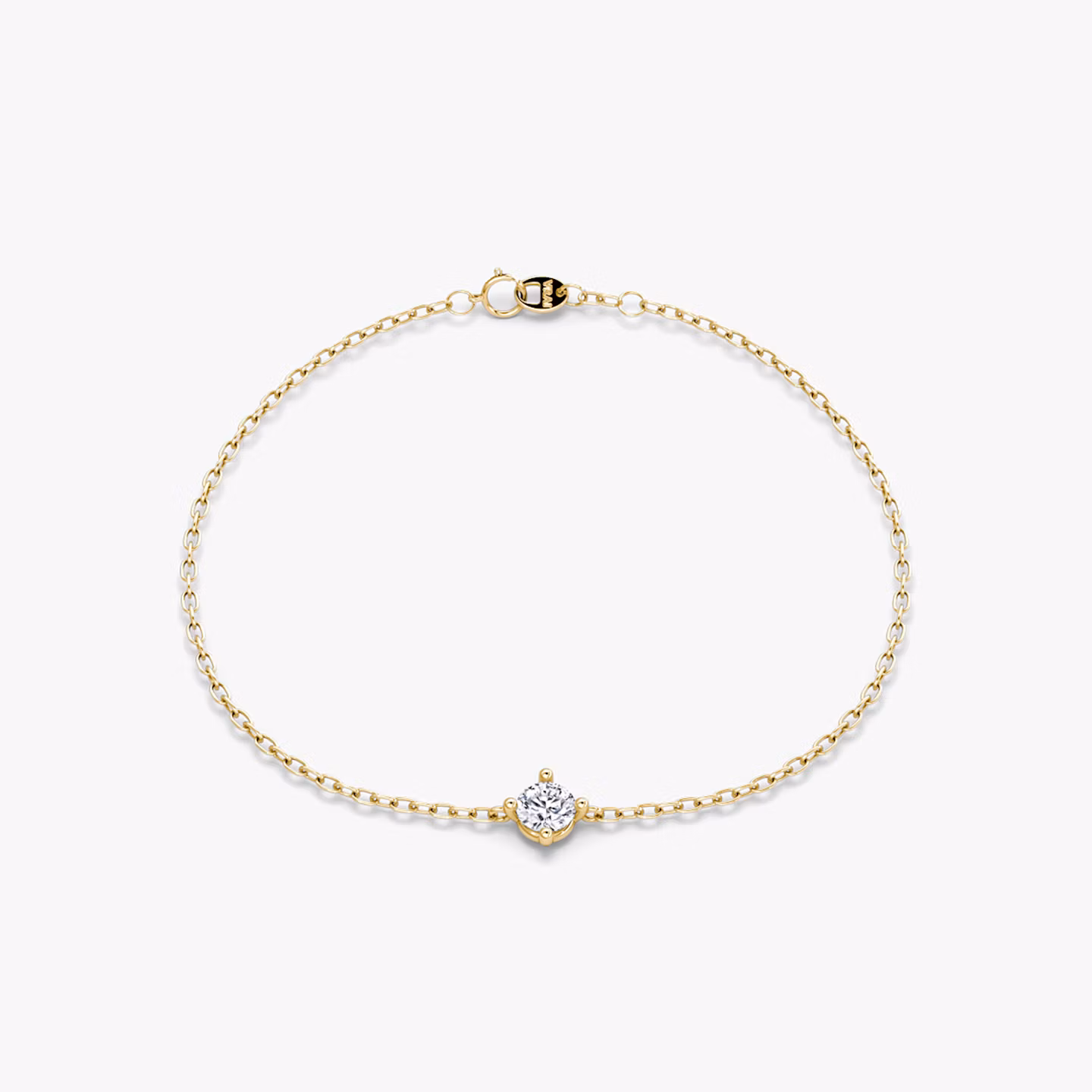Petite Solitaire Bracelet | Round Brilliant | 14k | Yellow Gold | chainLength: 6.5-7