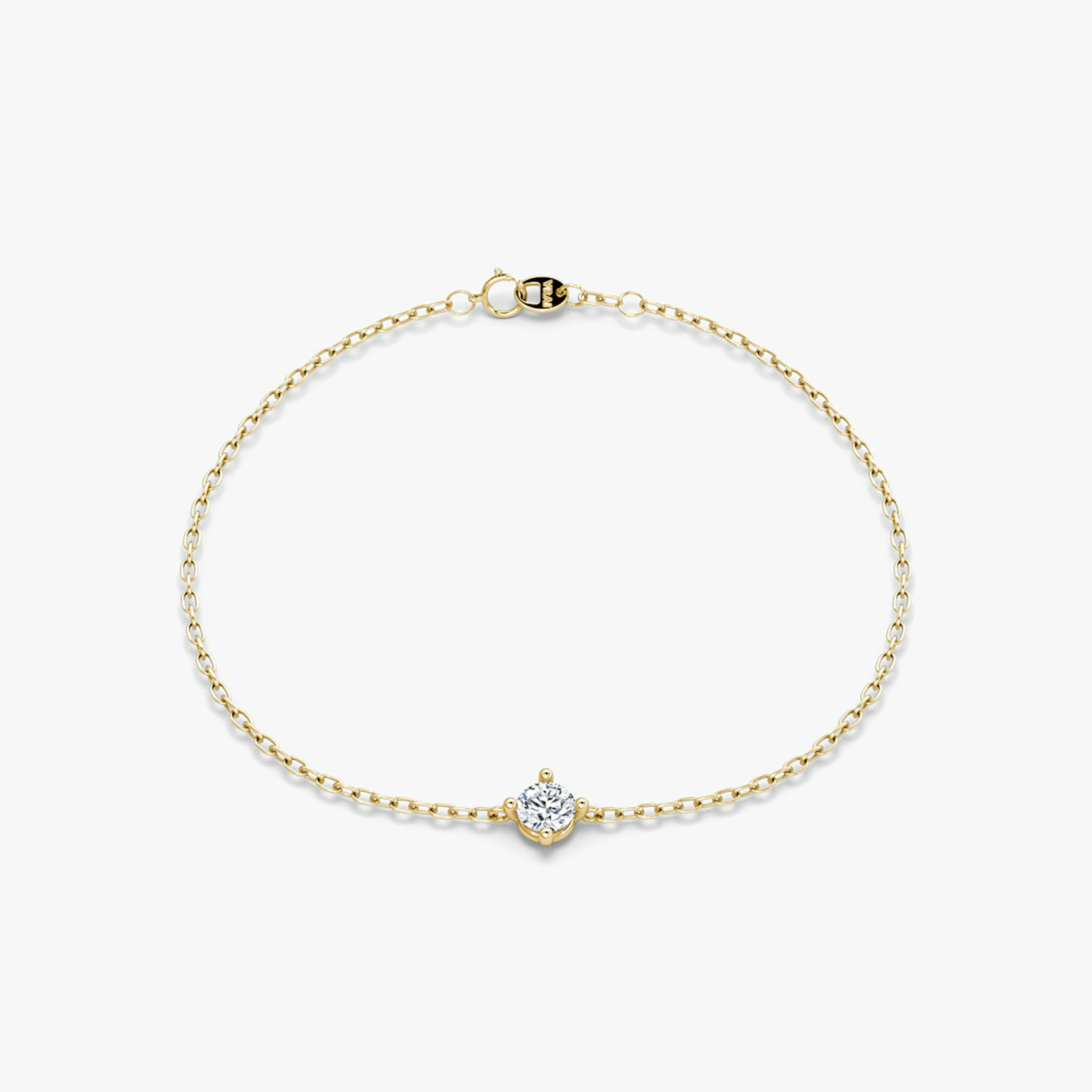 Petite Solitaire Bracelet | Round Brilliant | 14k | Yellow Gold | chainLength: 6.5-7