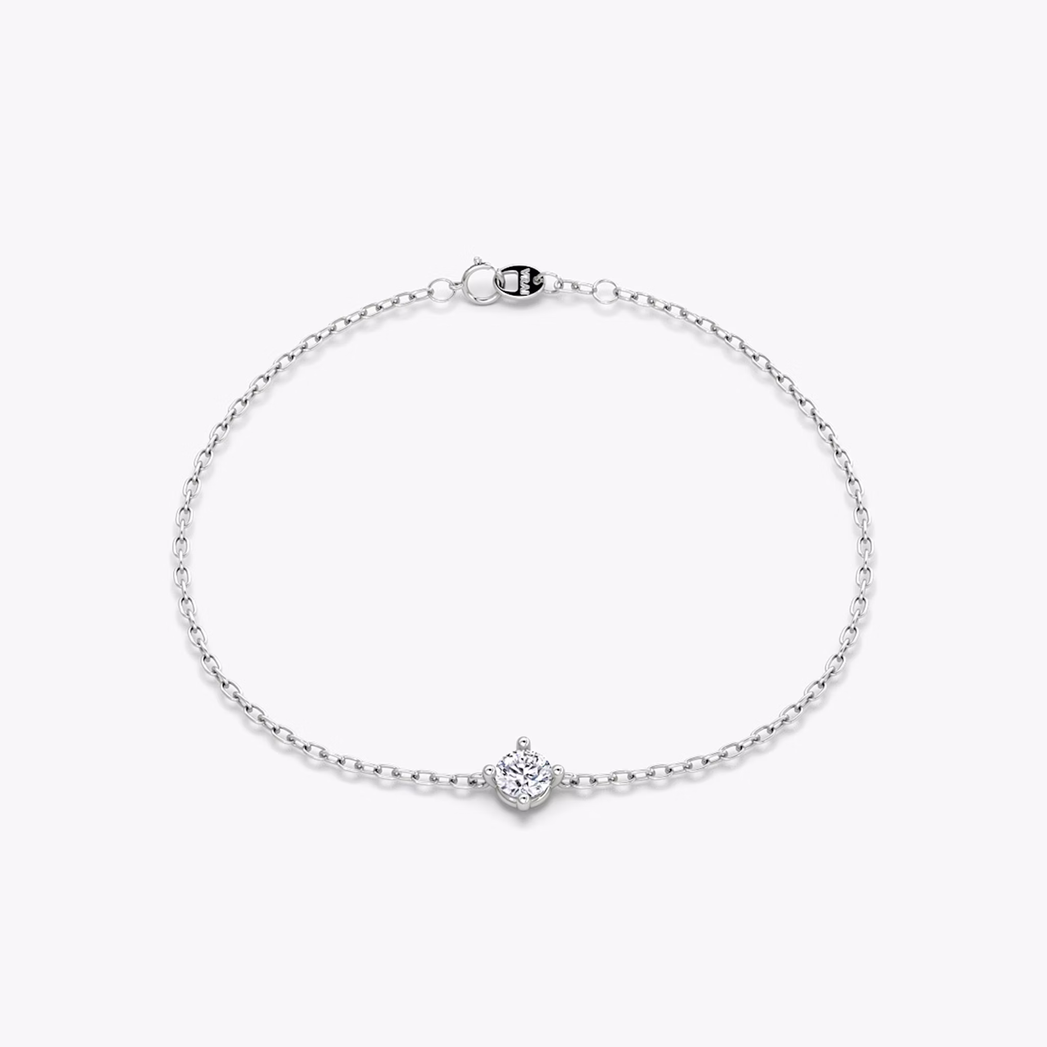 Petite Solitaire Bracelet | Round Brilliant | Sterling Silver | chainLength: 6.5-7