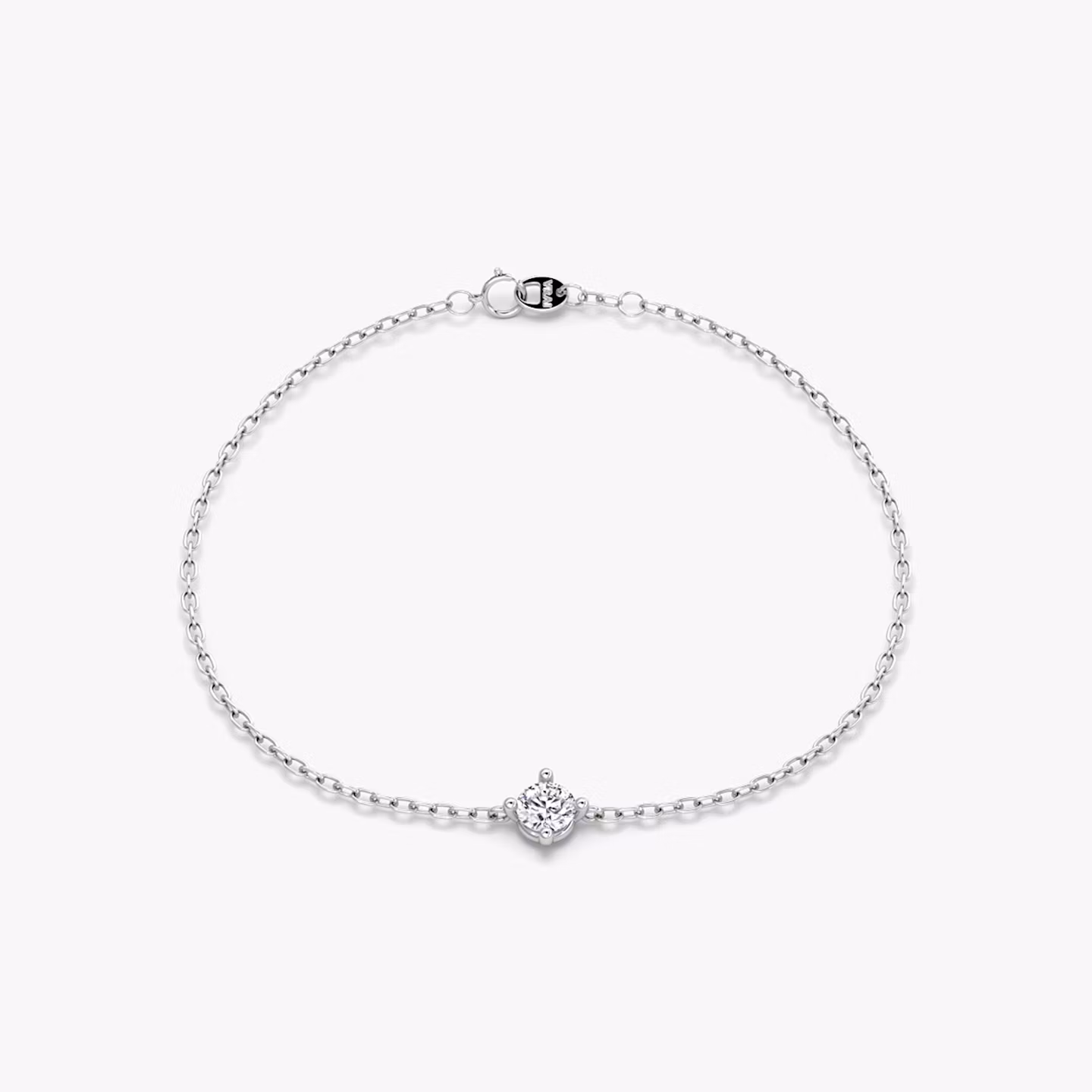 Petite Solitaire Bracelet | Round Brilliant | 14k | White Gold | chainLength: 6.5-7
