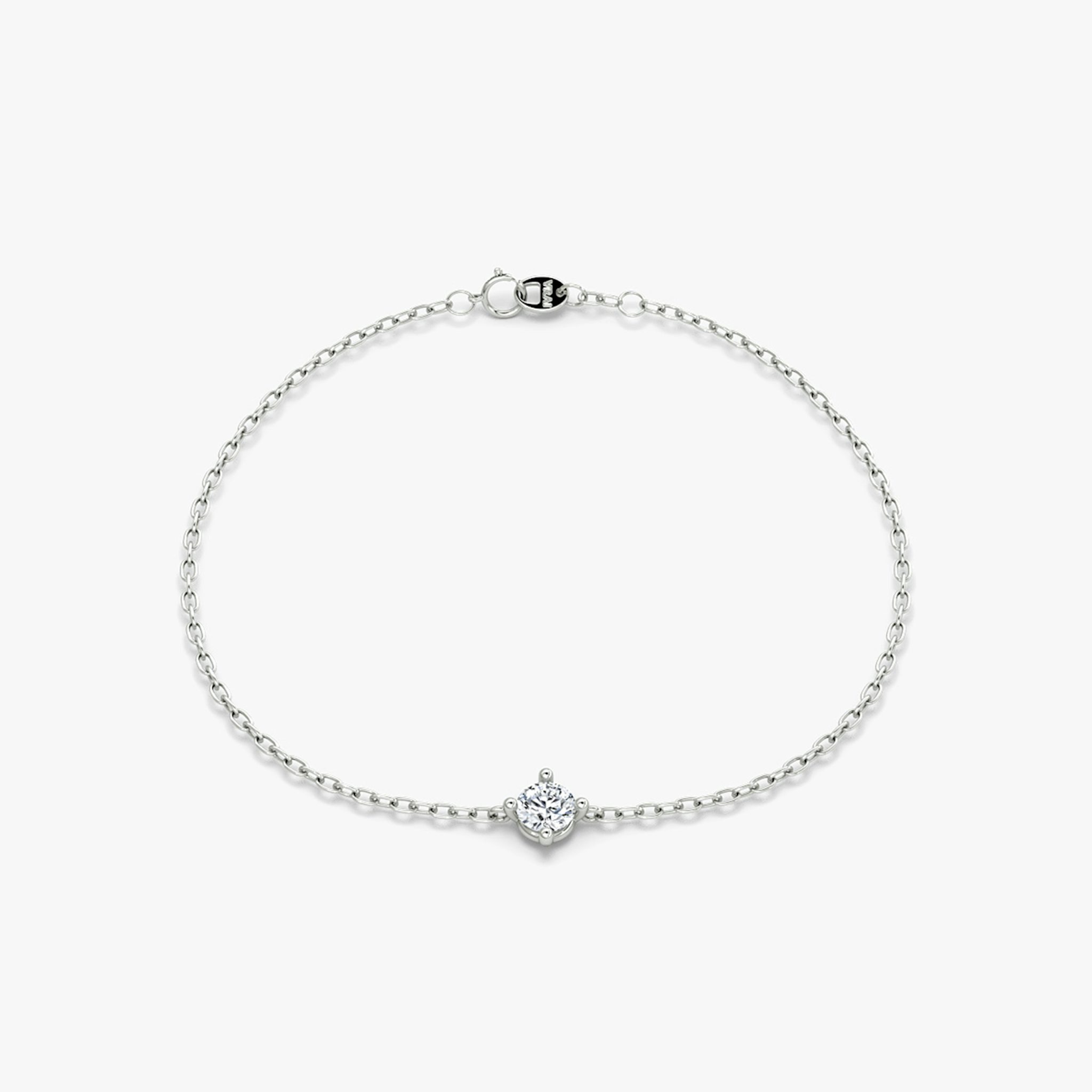 Petite Solitaire Bracelet | Round Brilliant | Sterling Silver | chainLength: 6.5-7