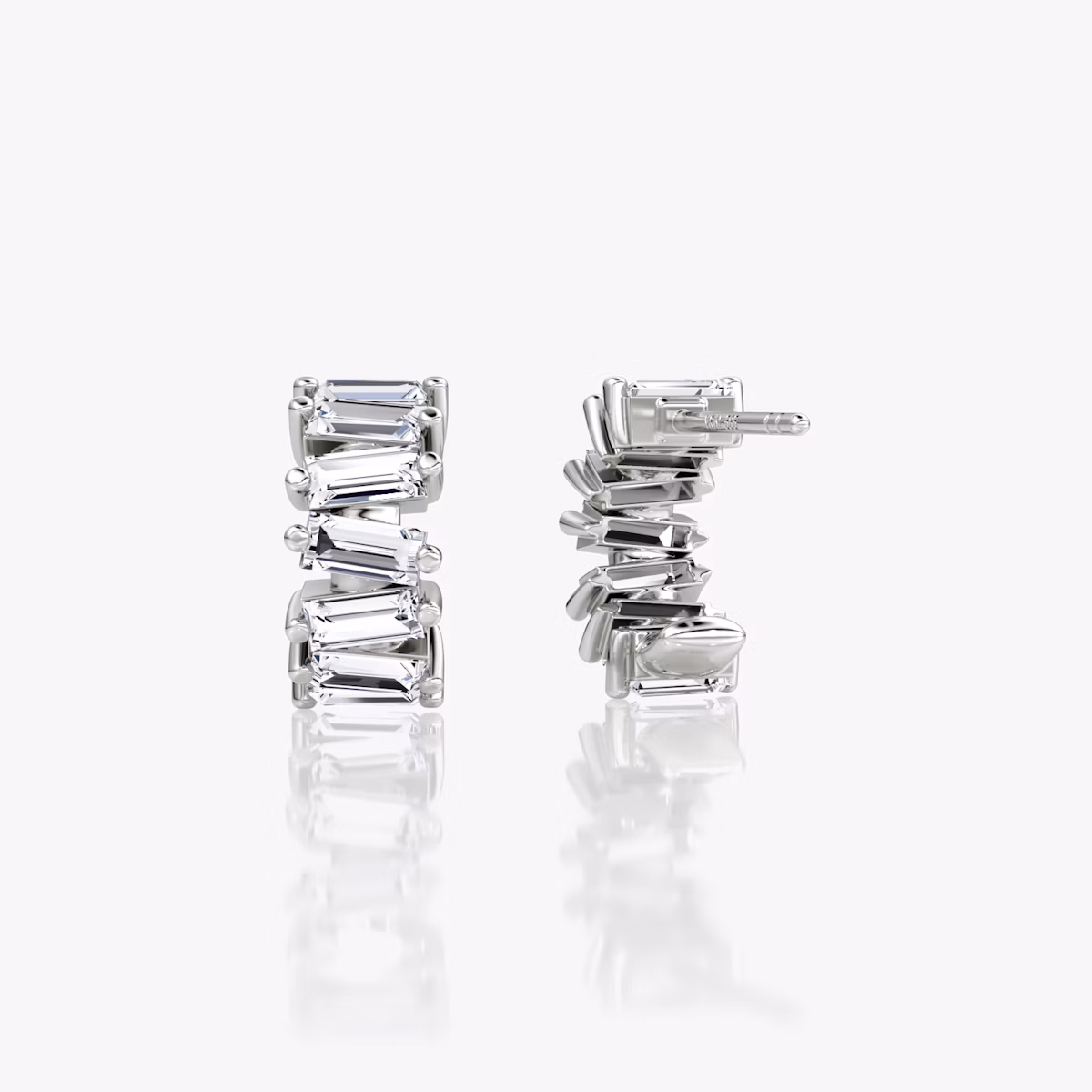 Pendiente de Aro Baguette | Baguette | Plata esterlina
