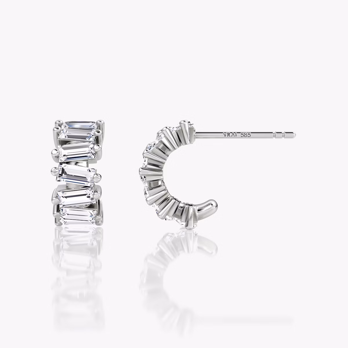 Pendiente de Aro Baguette | Baguette | Plata esterlina