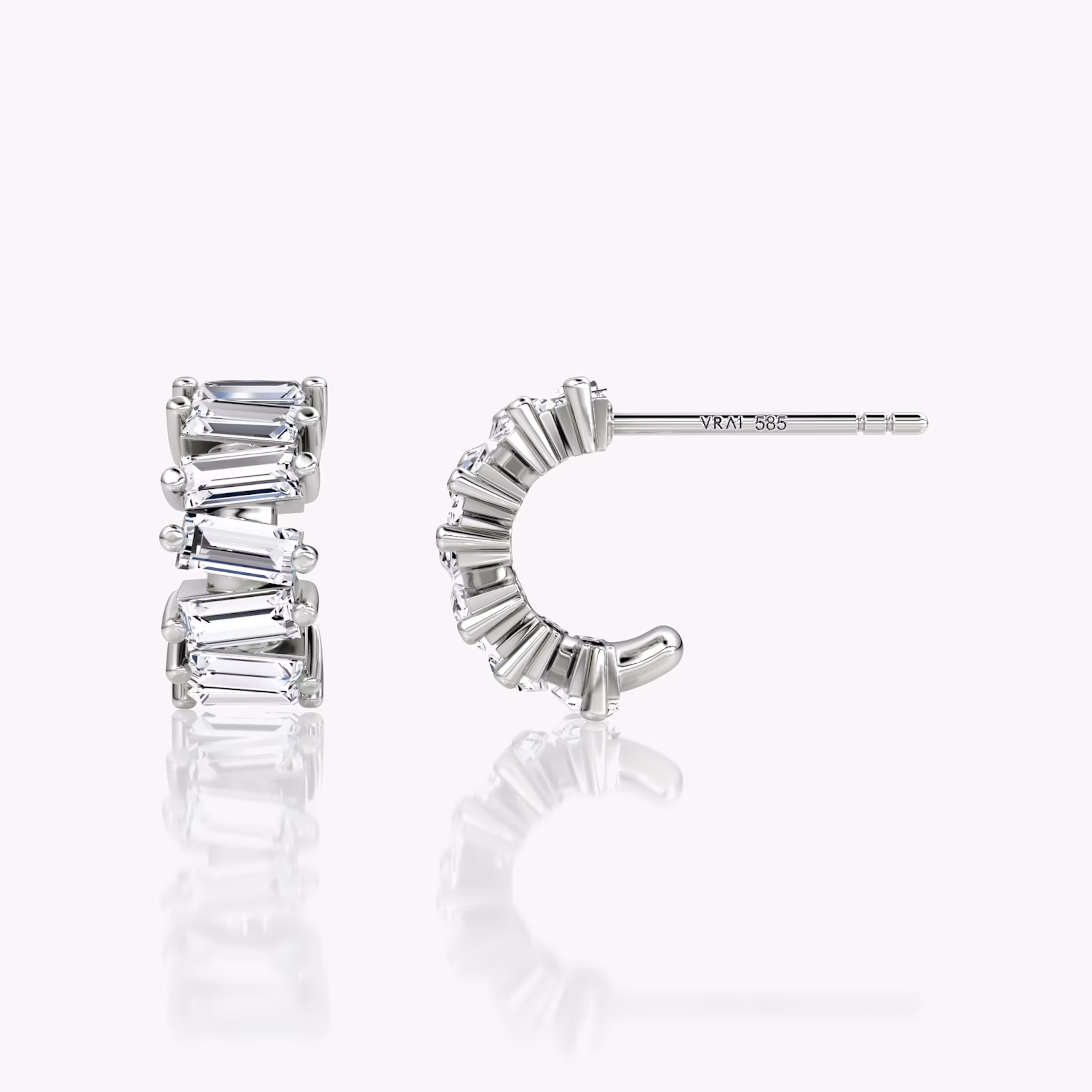 Baguette Hoop | Baguette | Sterling Silver | side: left