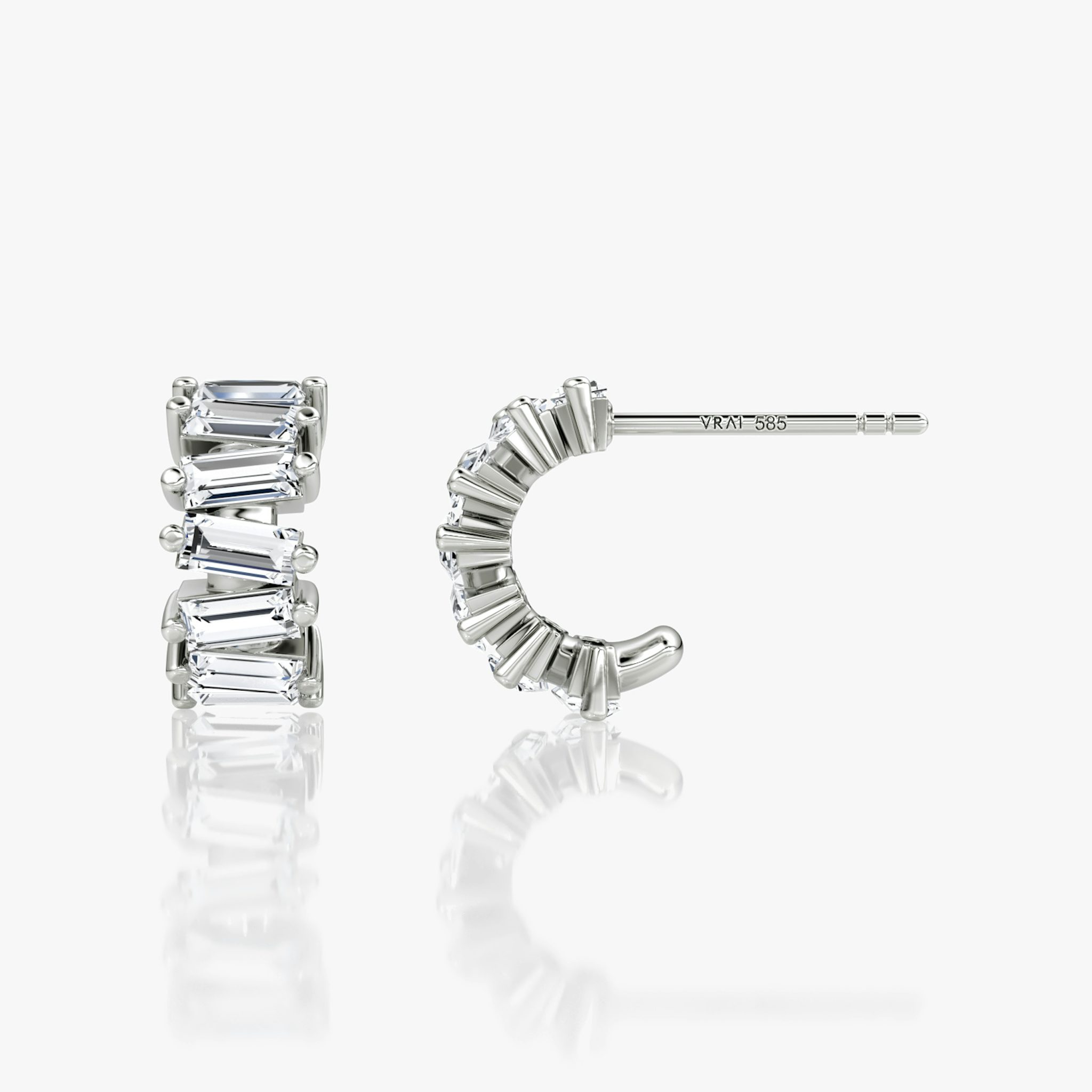 Baguette Hoop | Baguette | Sterling Silver | side: left