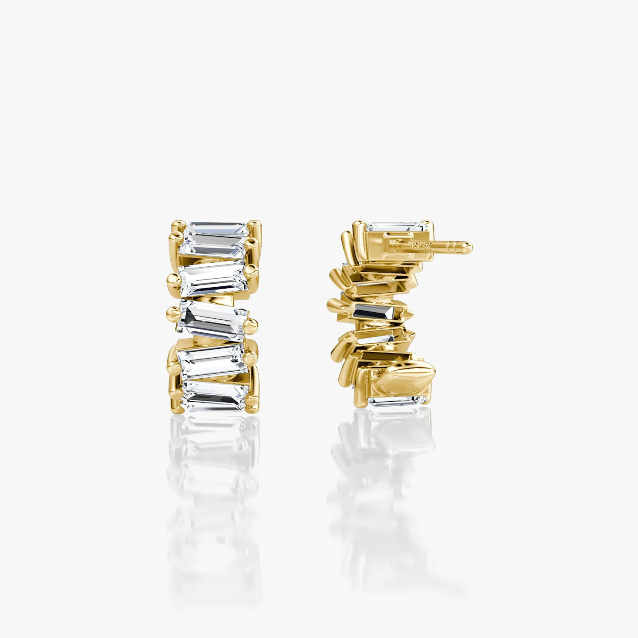 Baguette Hoop | Baguette | 14k | Yellow Gold | side: left