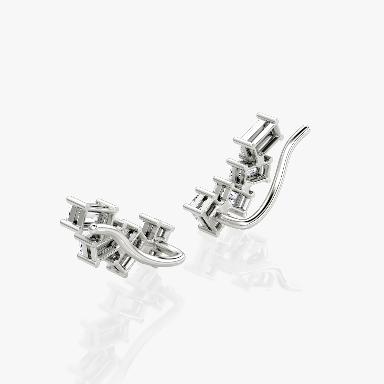 Petite Baguette Ear Climber | Baguette | Sterling Silver | side: left
