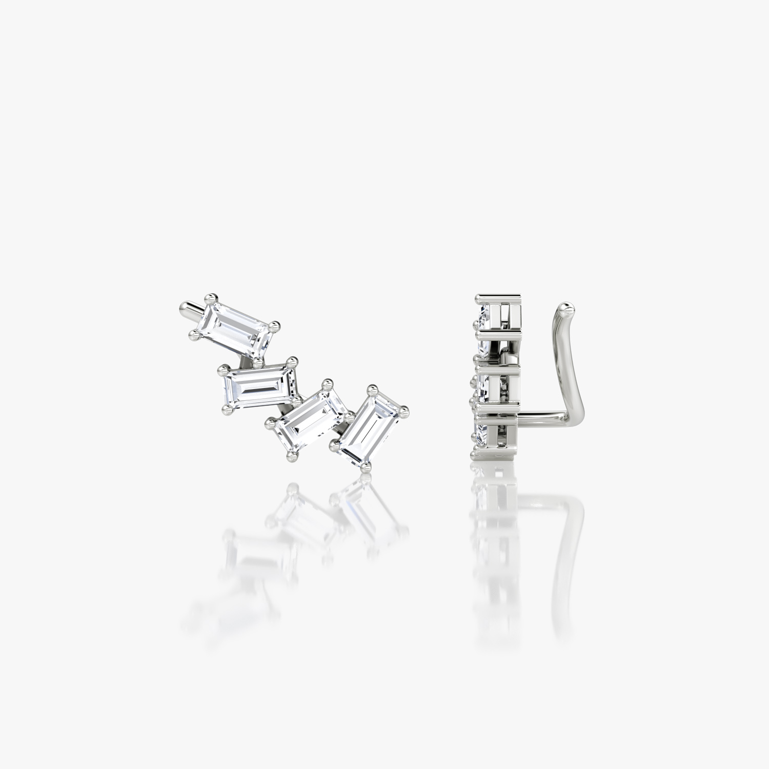 Petite Baguette Ear Climber | Baguette | Sterling Silver | side: left