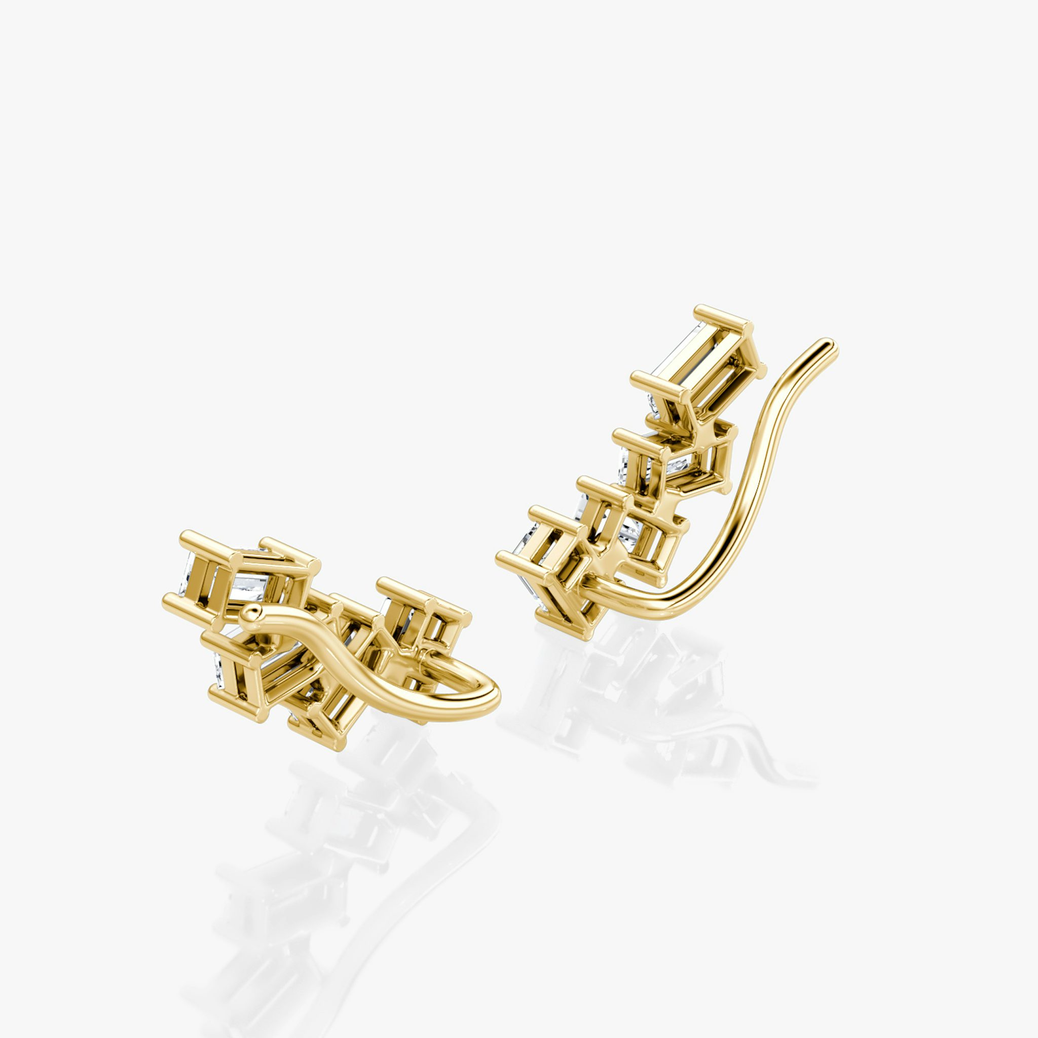 Petite Baguette Ear Climber | Baguette | 14k | Yellow Gold | side: left