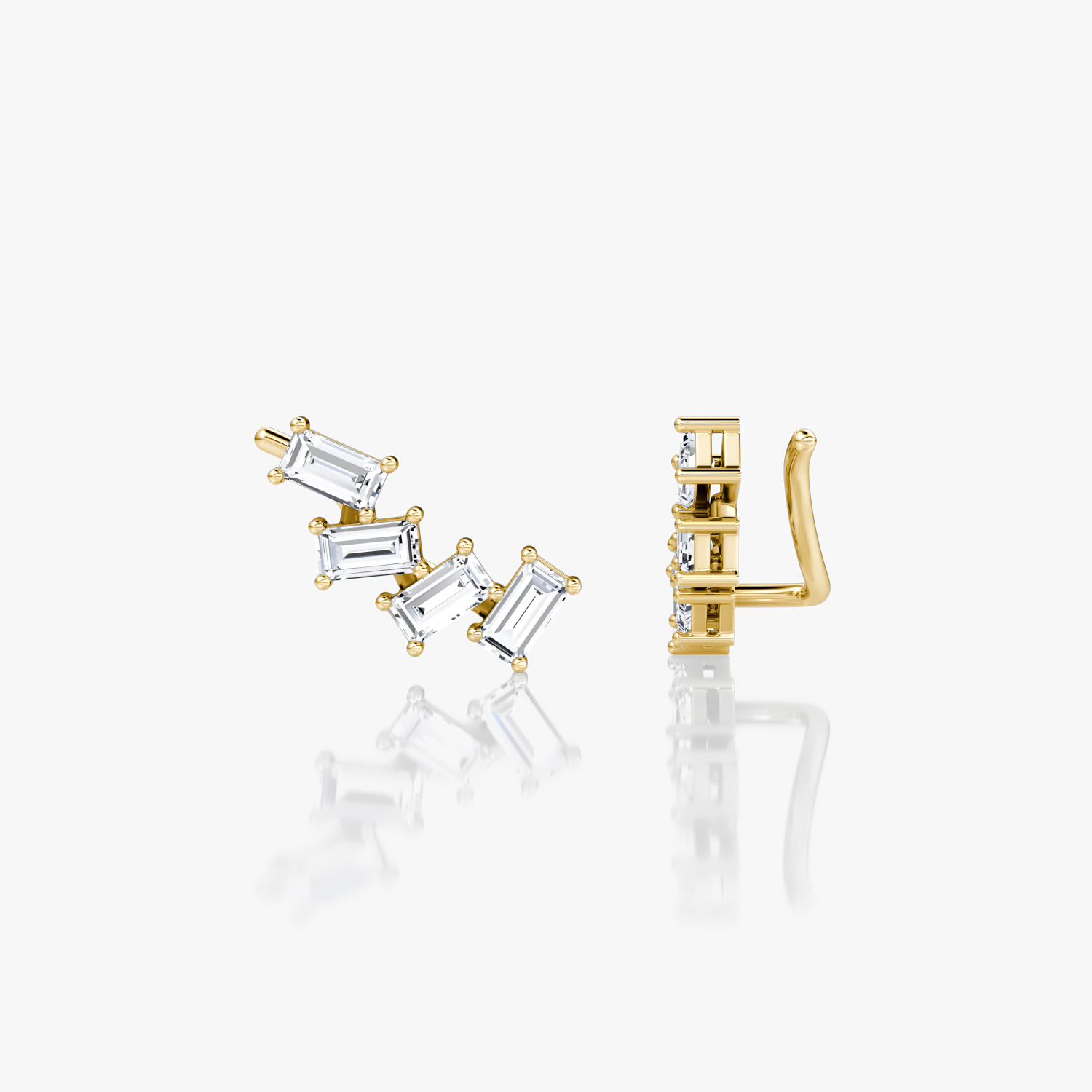 Arco de oreja Petite Baguette | Baguette | 14k | Oro amarillo | side: left