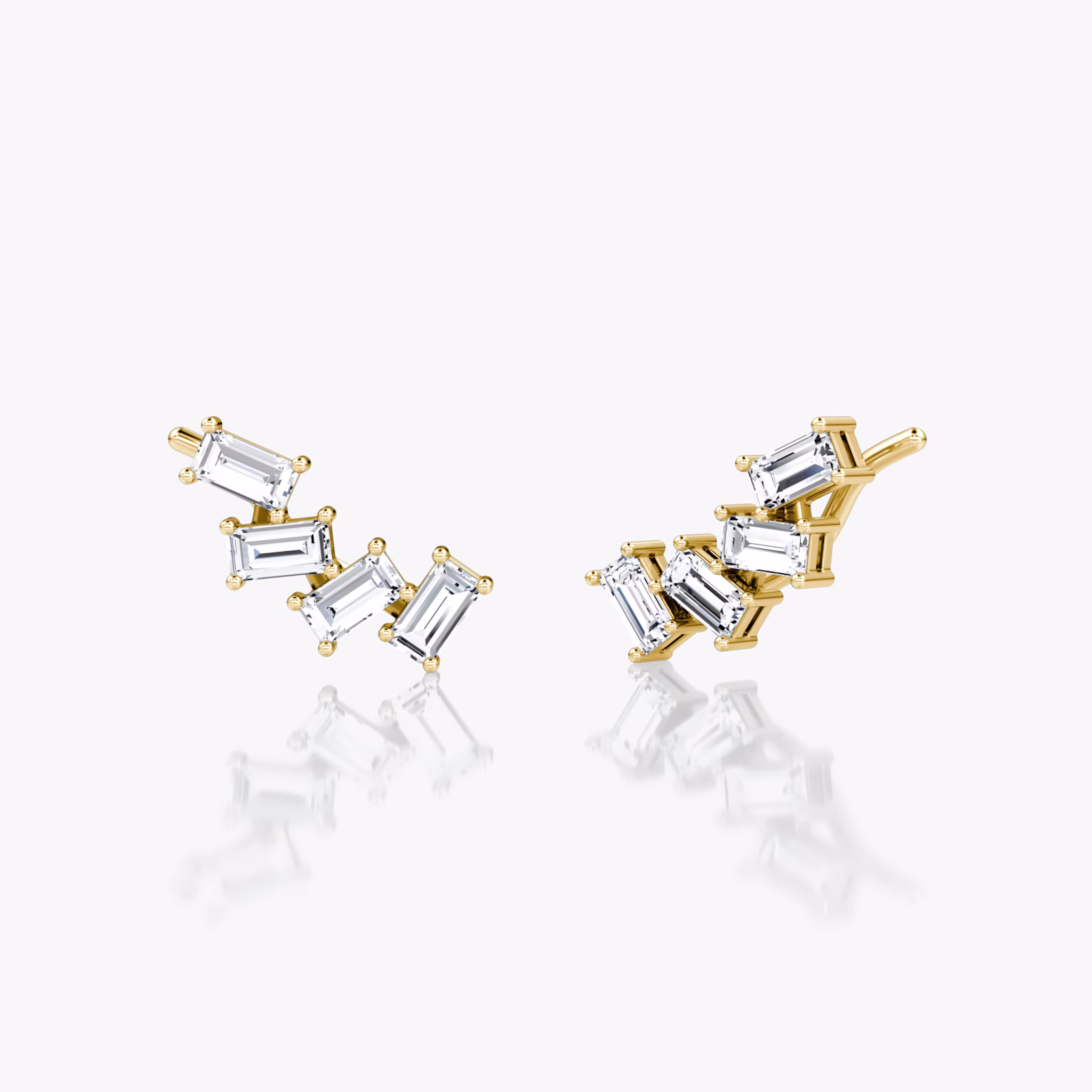 Petite Baguette Ear Climber | Baguette | 14k | Yellow Gold | side: left