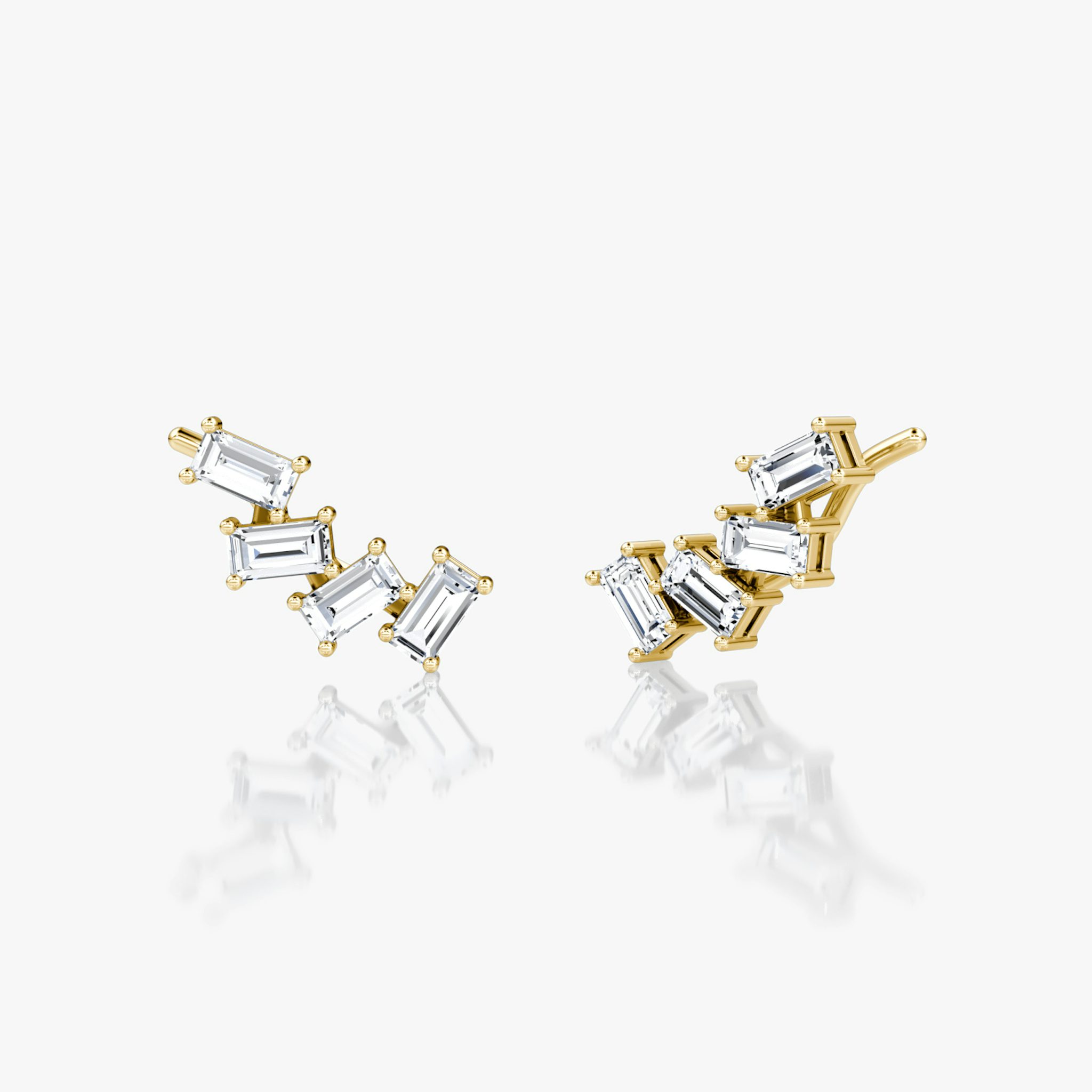 Petite Baguette Ear Climber | Baguette | 14k | Yellow Gold | side: left