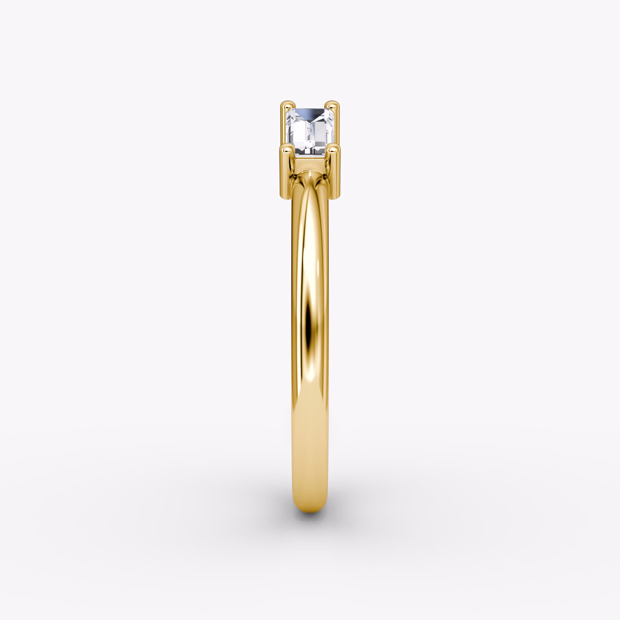 Petite East-West Cuff Ring | Round Brilliant and Baguette | 14k | Yellow Gold