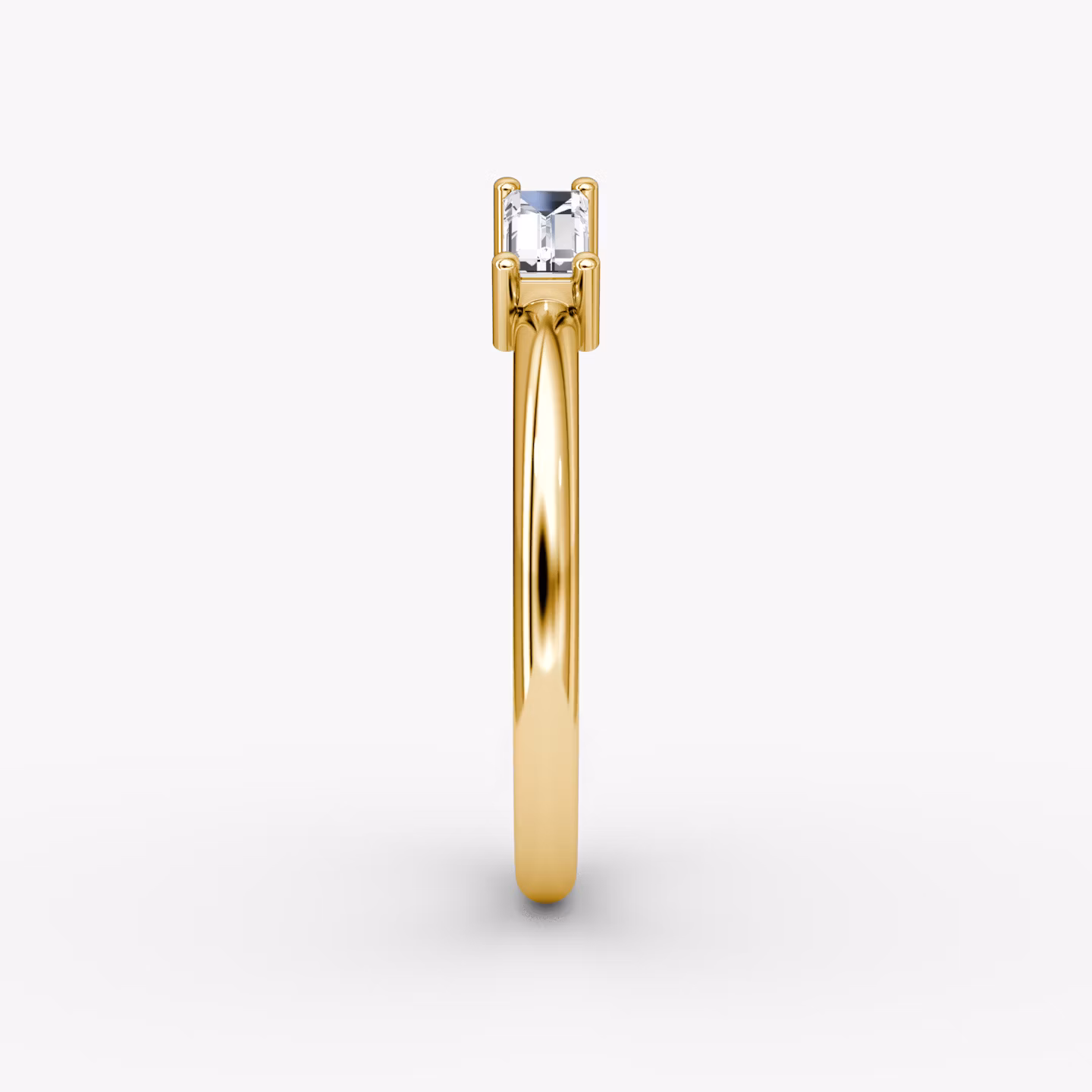 Petite East-West Cuff Ring | Round Brilliant and Baguette | 14k | Yellow Gold