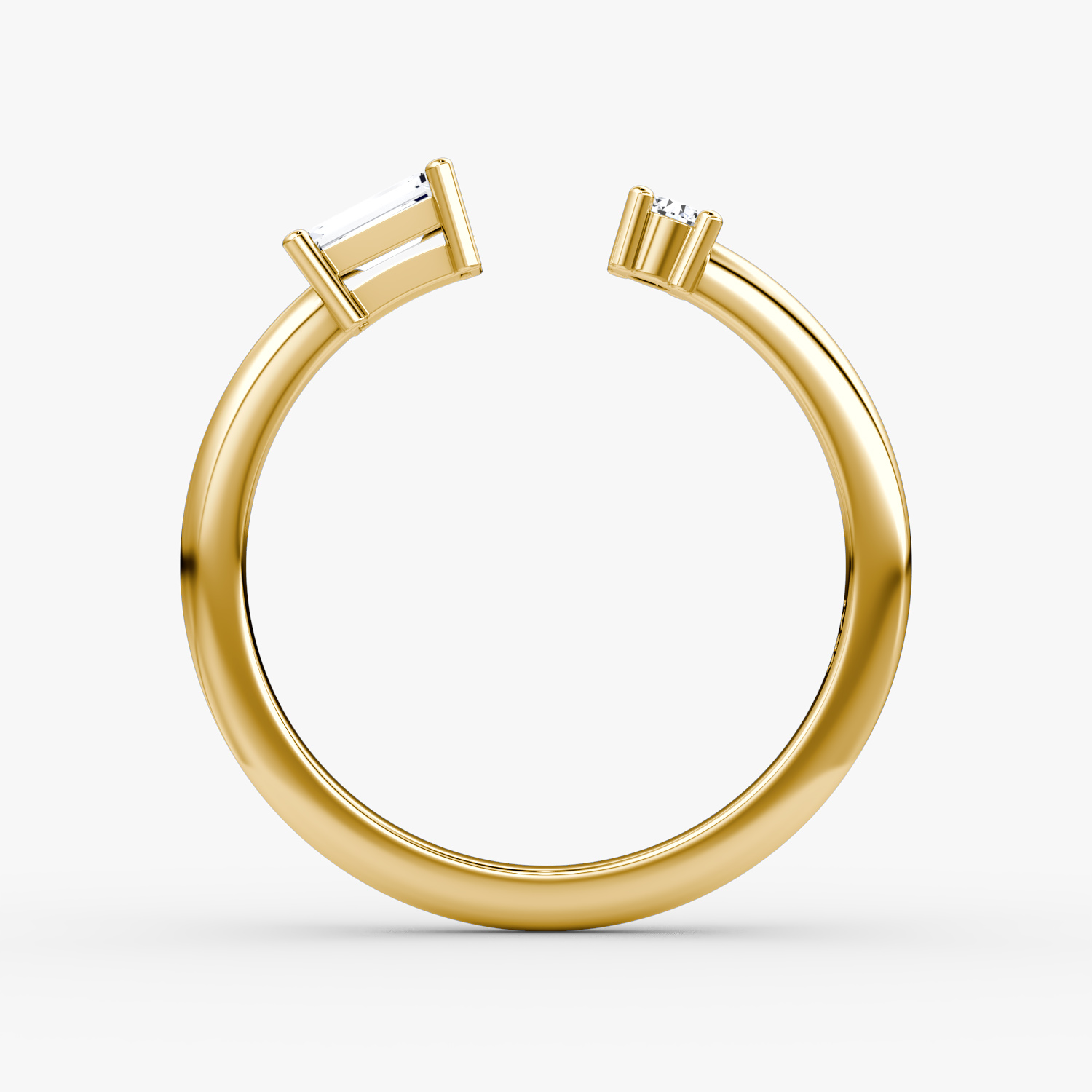 Anillo Cuff Petite East-West | Brillante y Baguette | 14k | Oro amarillo