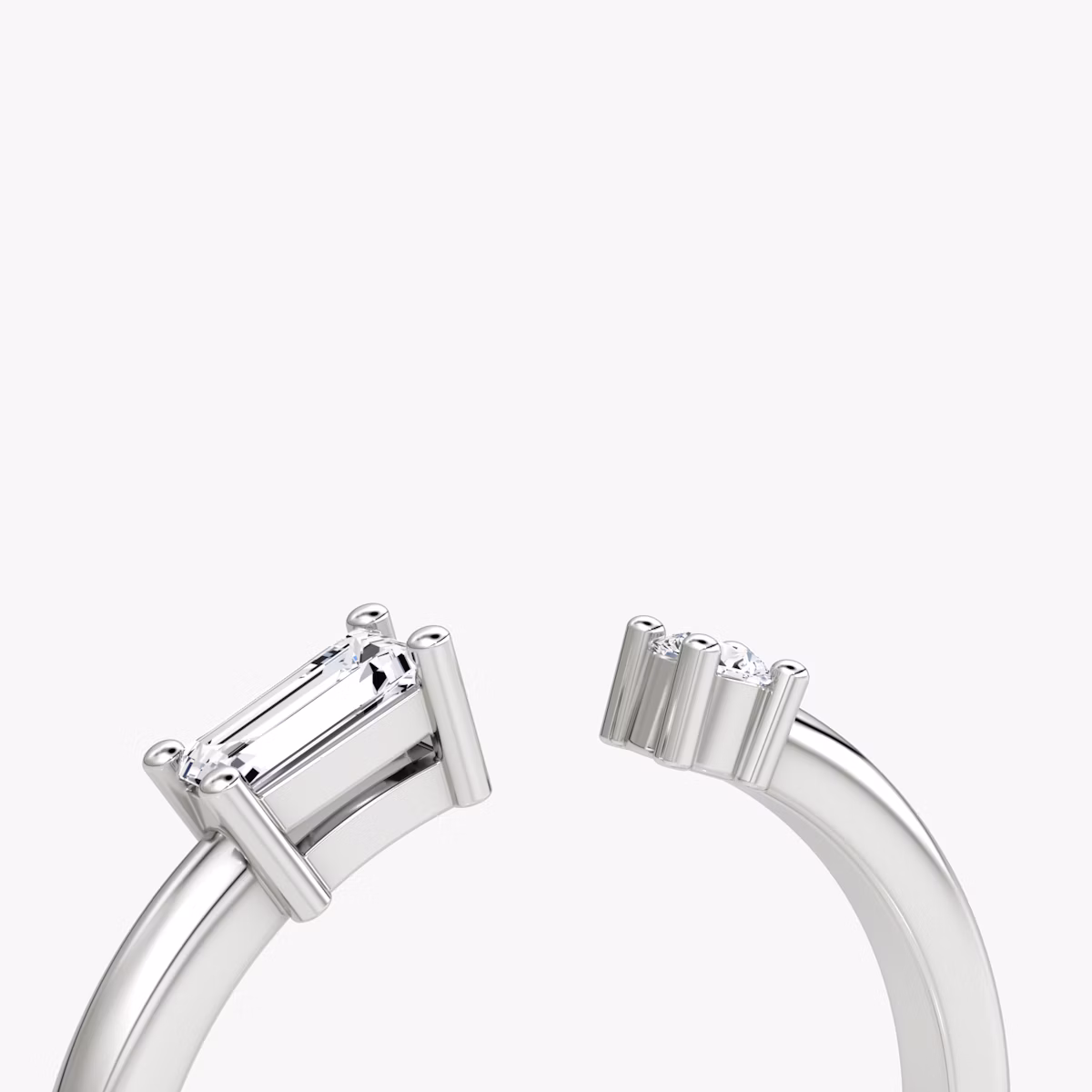 Anillo Cuff Petite East-West | Brillante y Baguette | Plata esterlina