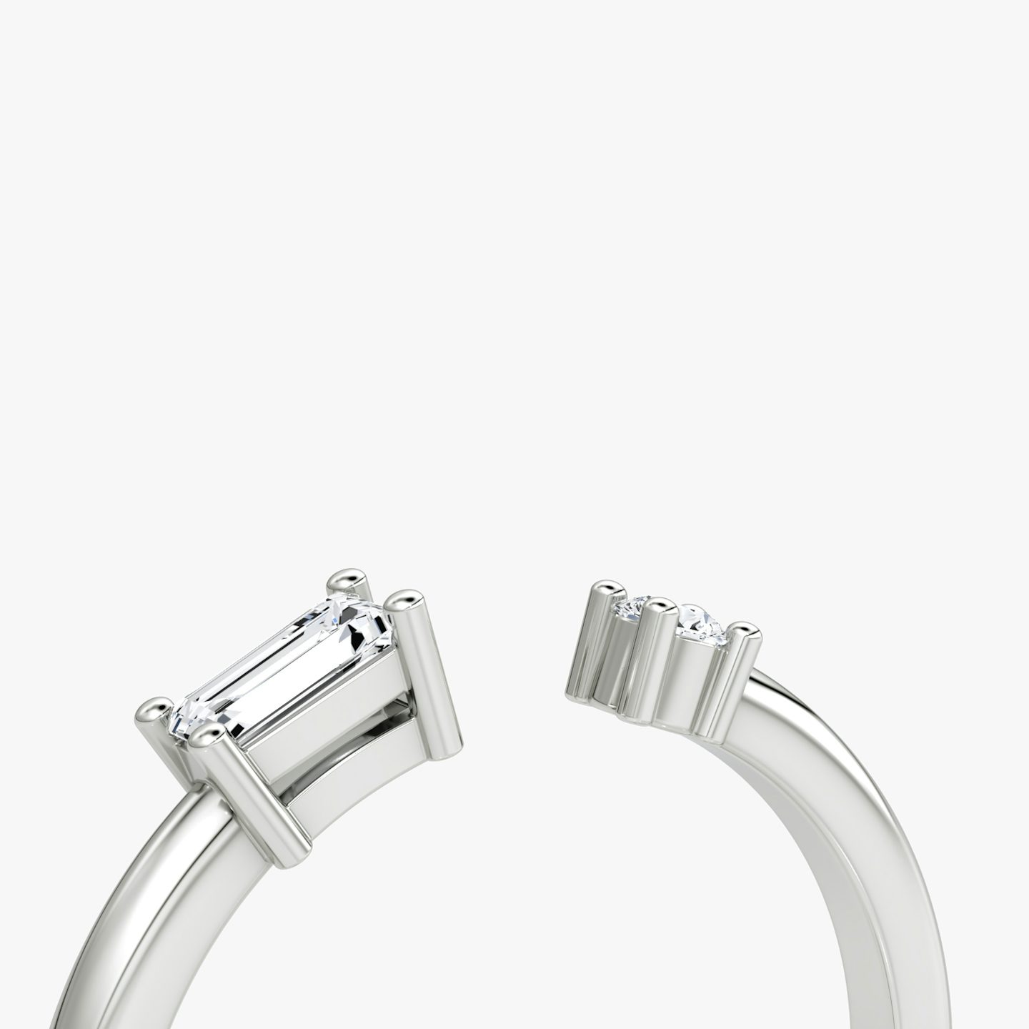Anillo Cuff Petite East-West | Brillante y Baguette | Plata esterlina