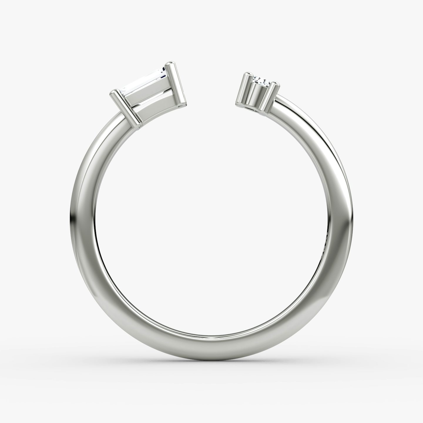 Anillo Cuff Petite East-West | Brillante y Baguette | Plata esterlina